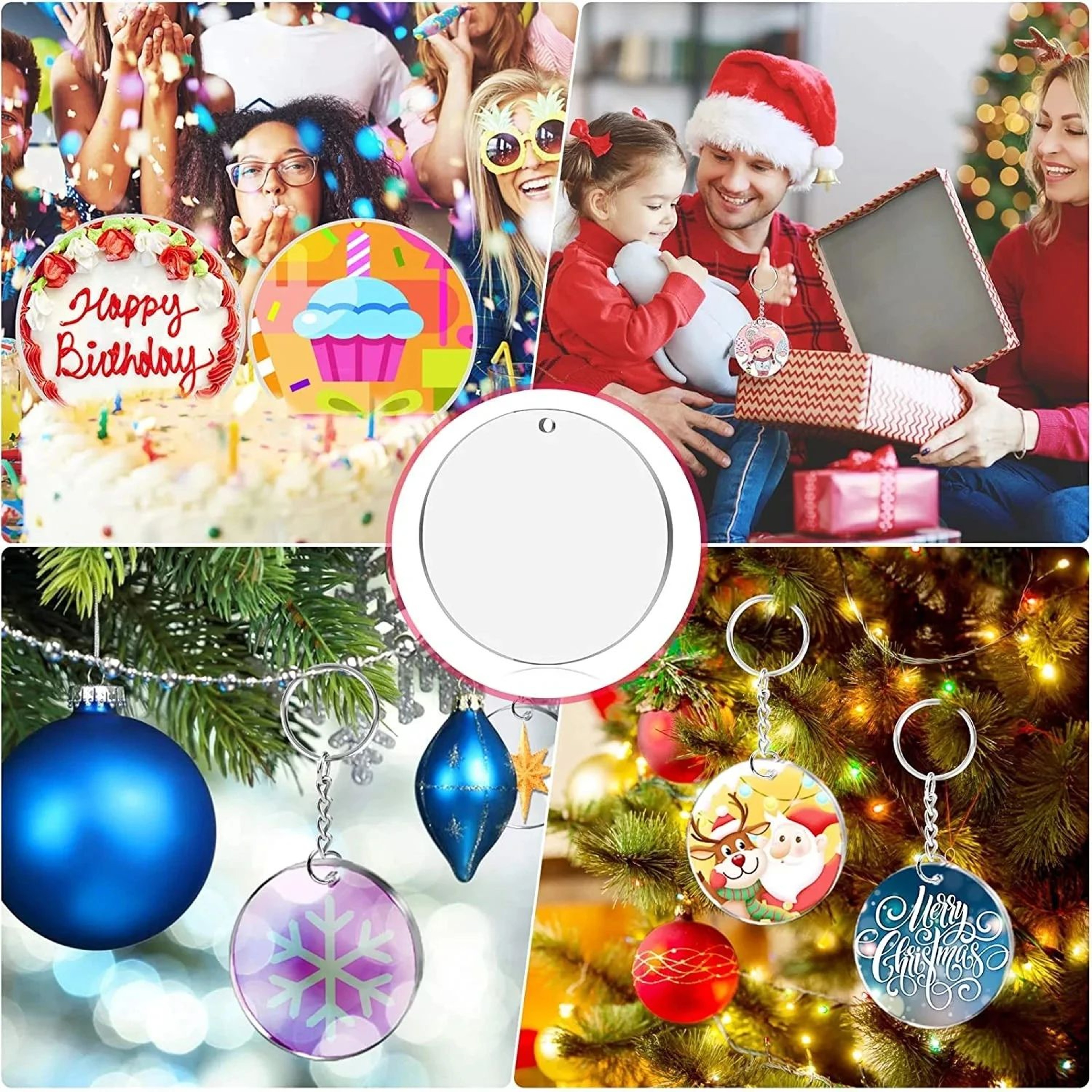 Clear Acrylic Ornament Blanks Round Disc DIY Craft Circles For Custom Decor 3