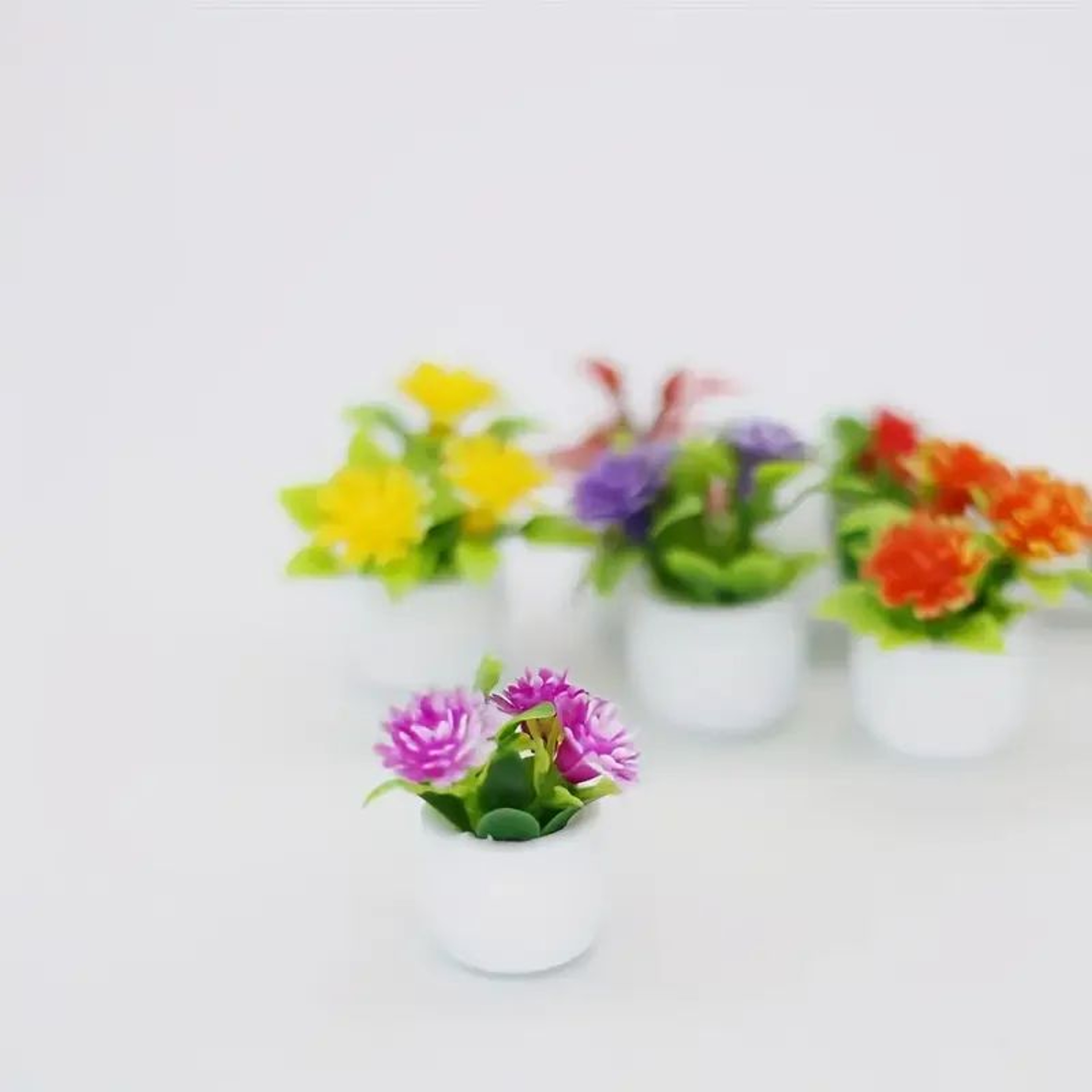 Mini Artificial Flower Pots Set Colorful Decorative Plants For Desk Car And Home 5