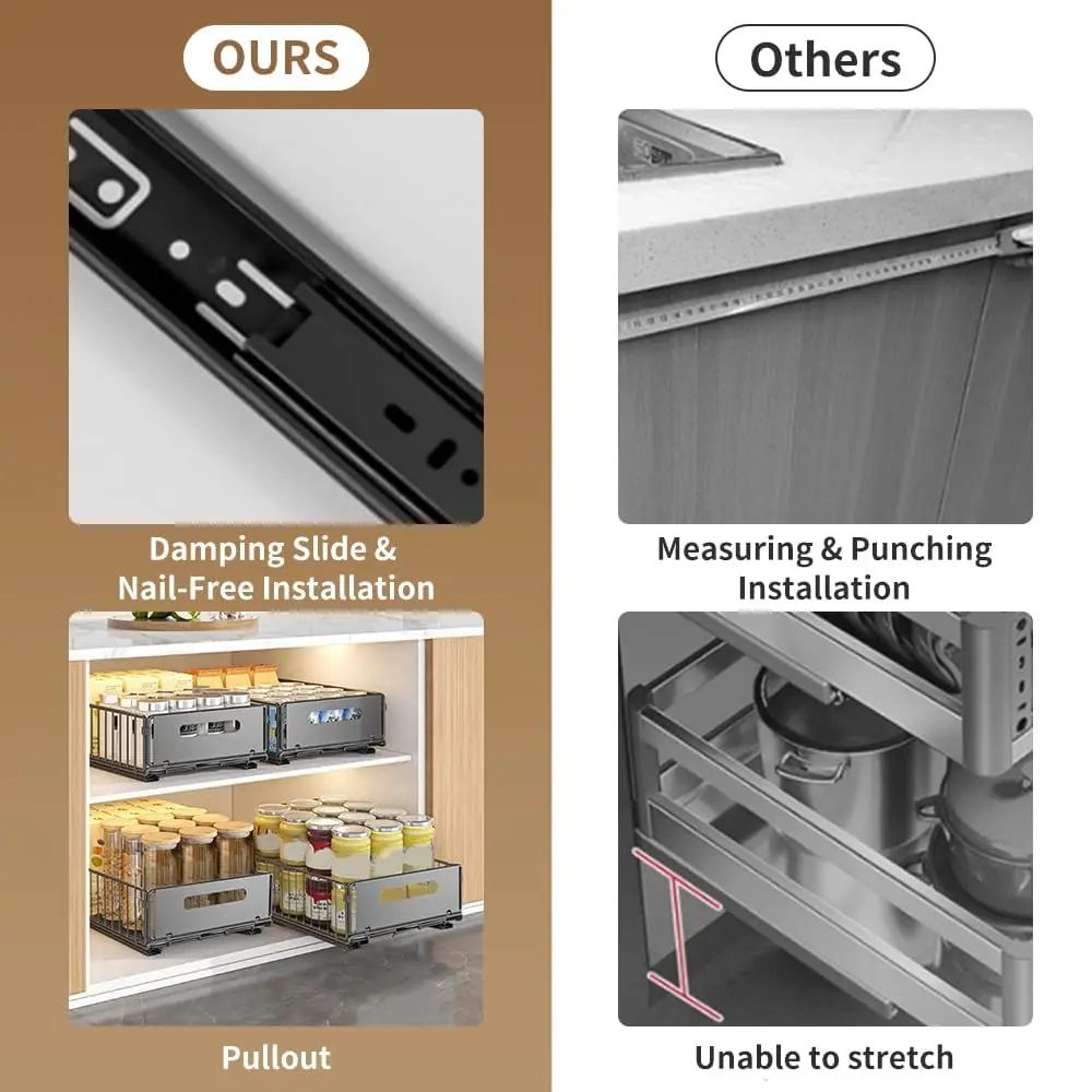 SlideSpice Pull Out Cabinet Organizer Kitchen Storage Rack 4