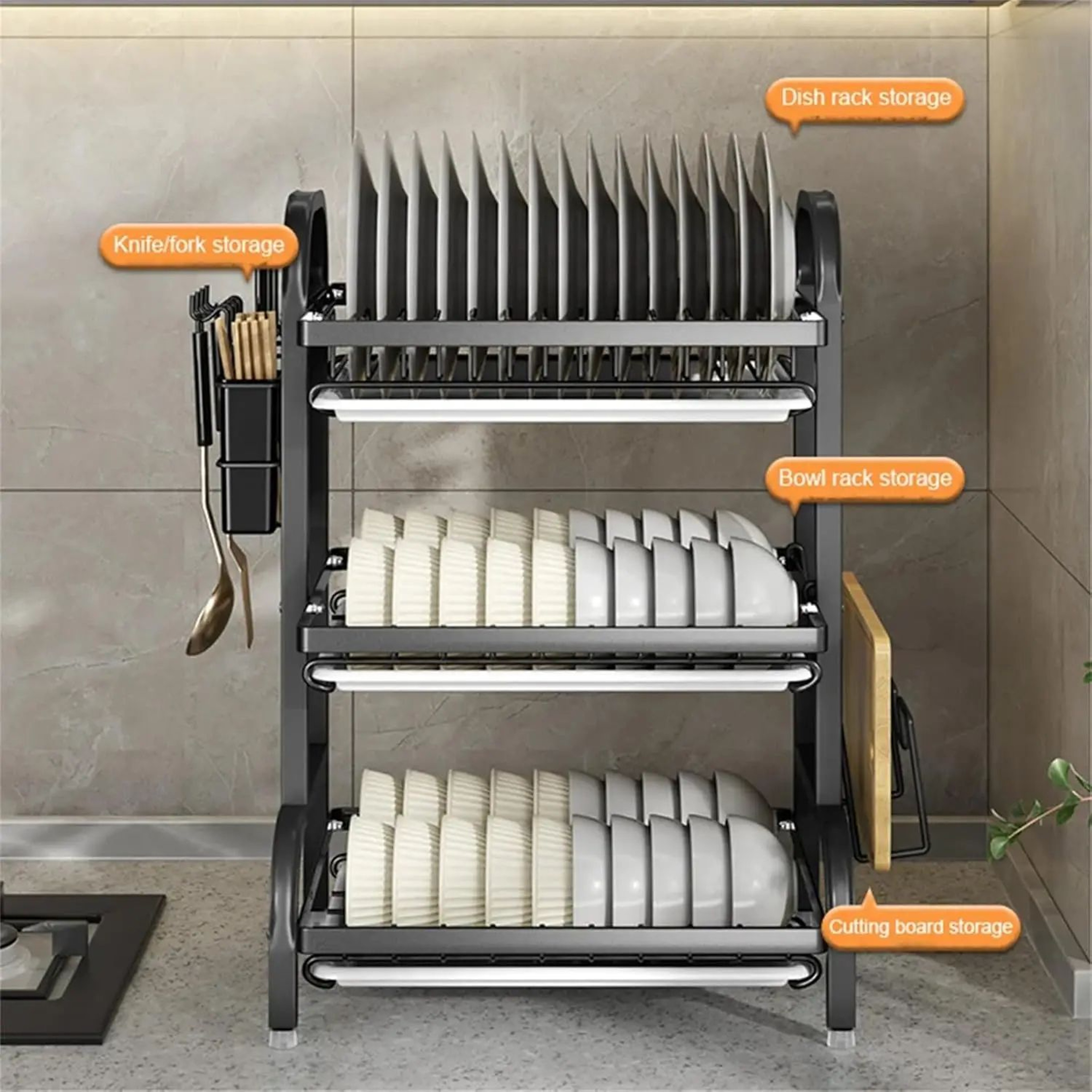 MaxiDry 3 Tier Kitchen Dish Rack Organizer 5