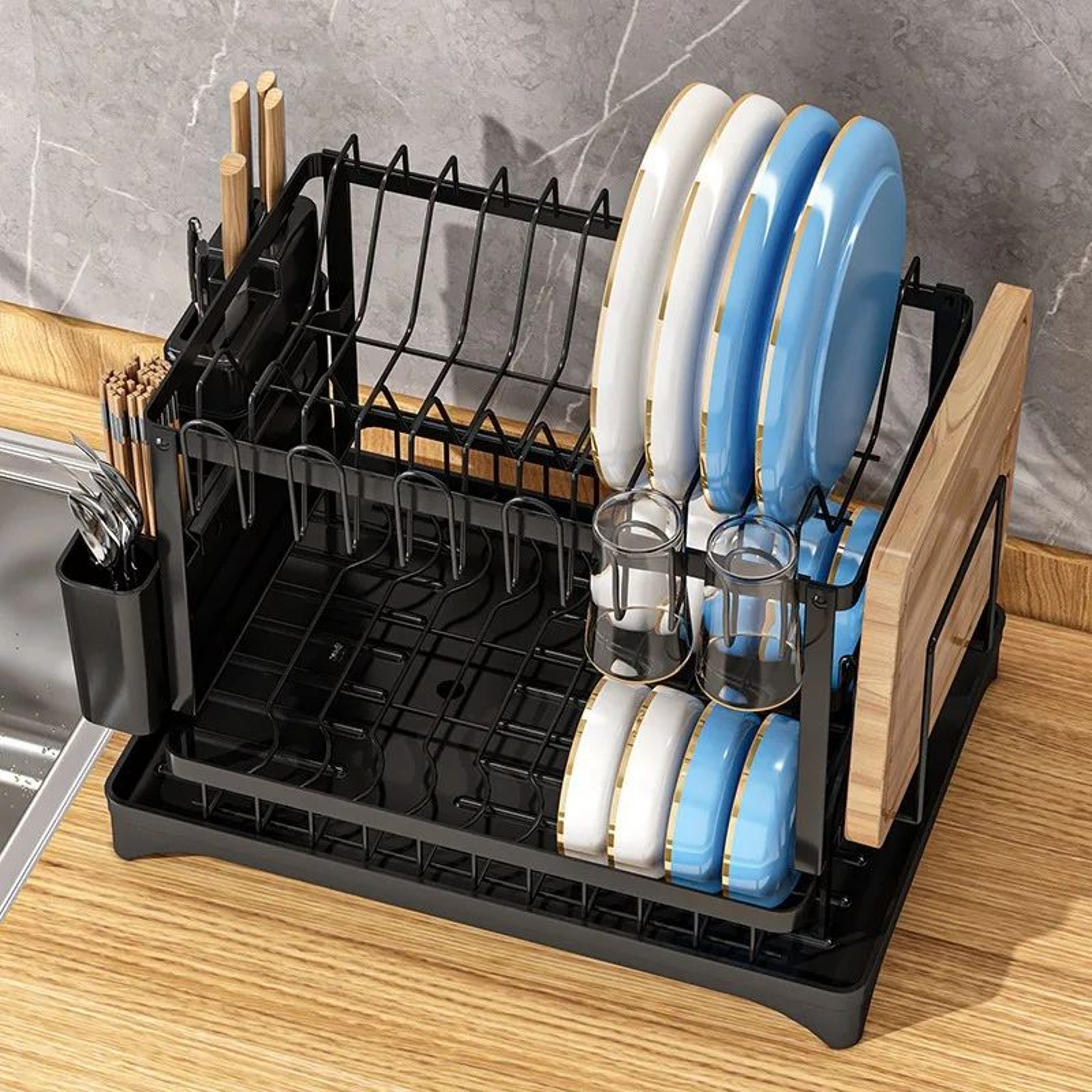 SmartDrain Kitchen Dish Rack Organizer Shelf 5