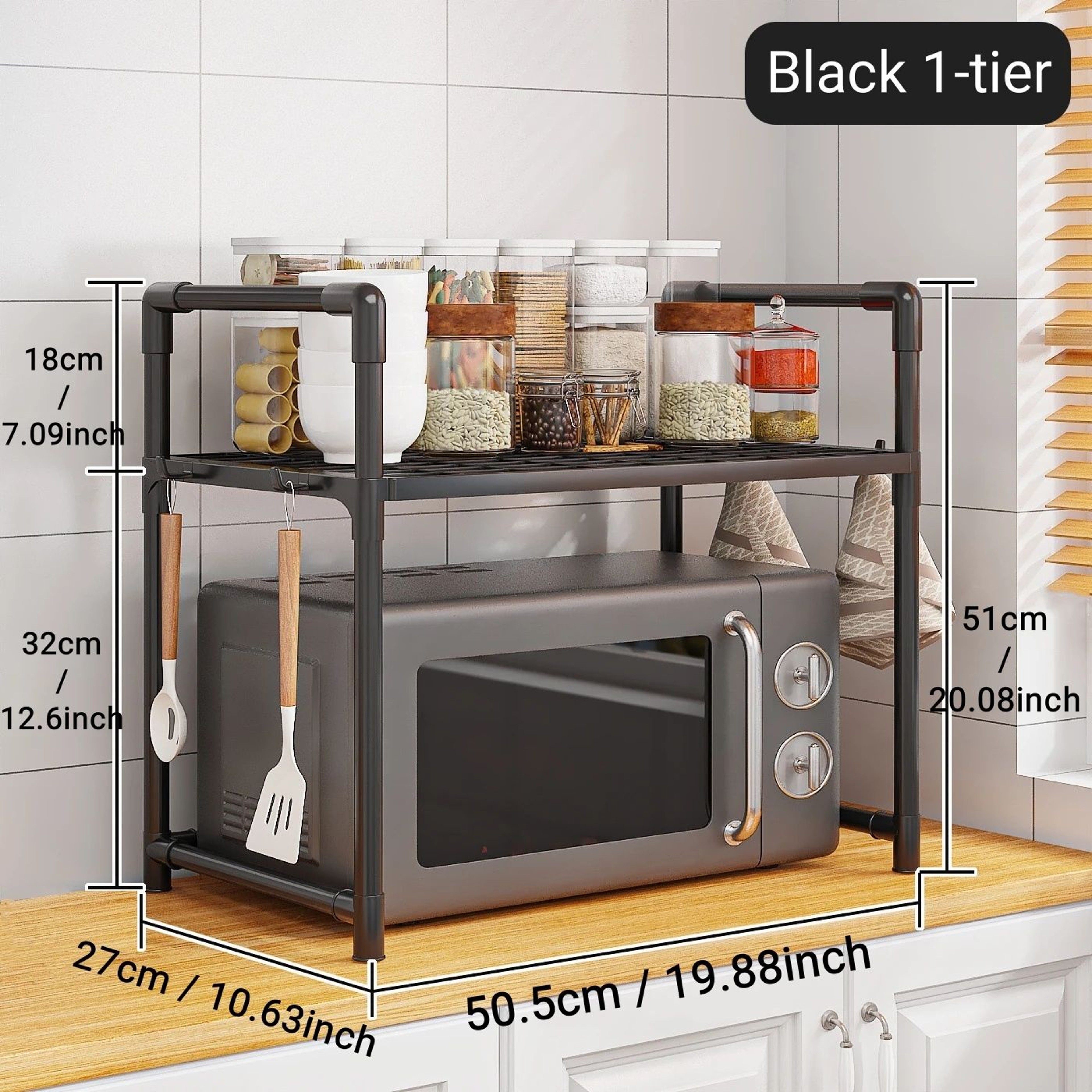 Microwave Storage Rack Countertop Kitchen Organizer Shelf Space Saving Stand 6