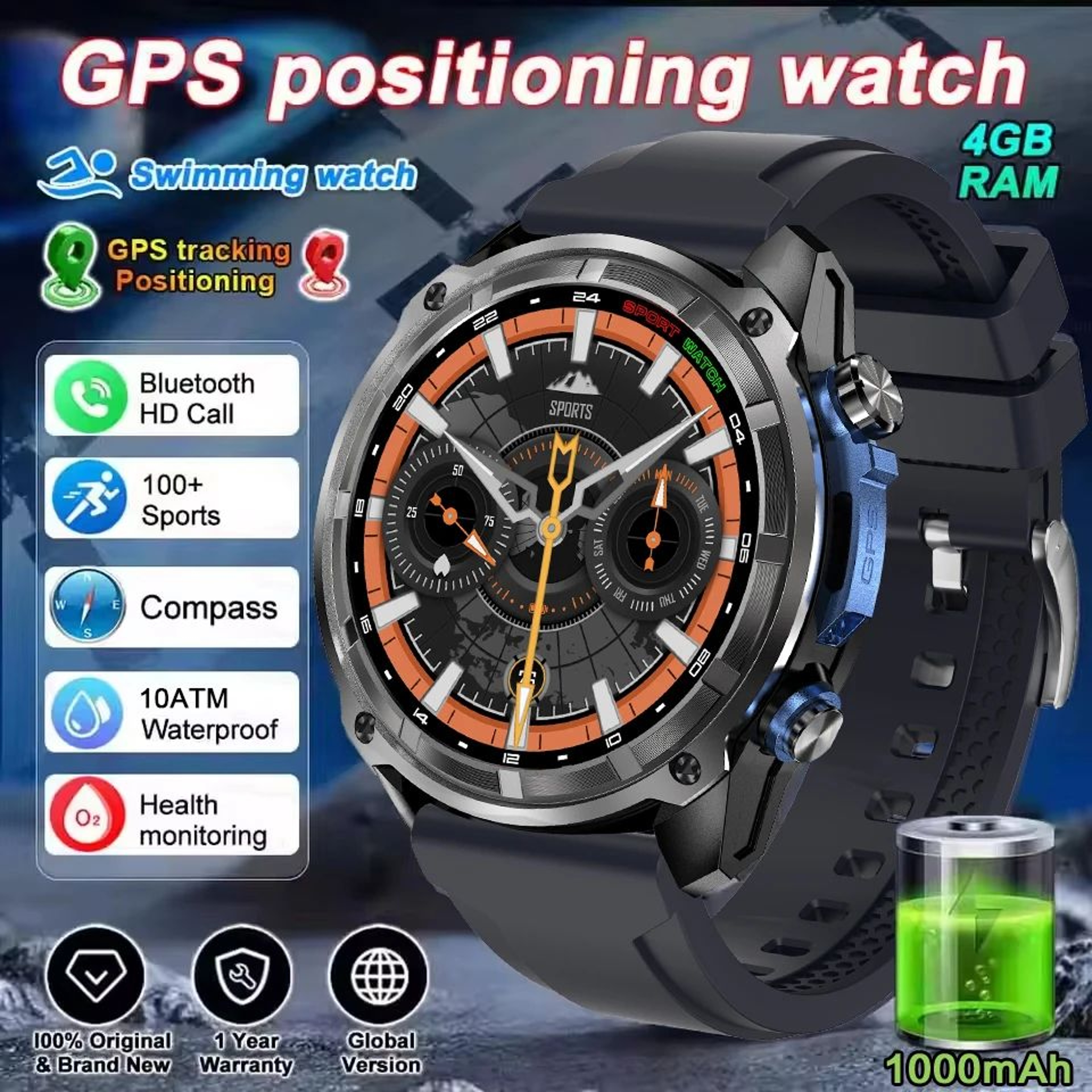 Tactical GPS Smartwatch With Offline Maps And MP3 Player 6