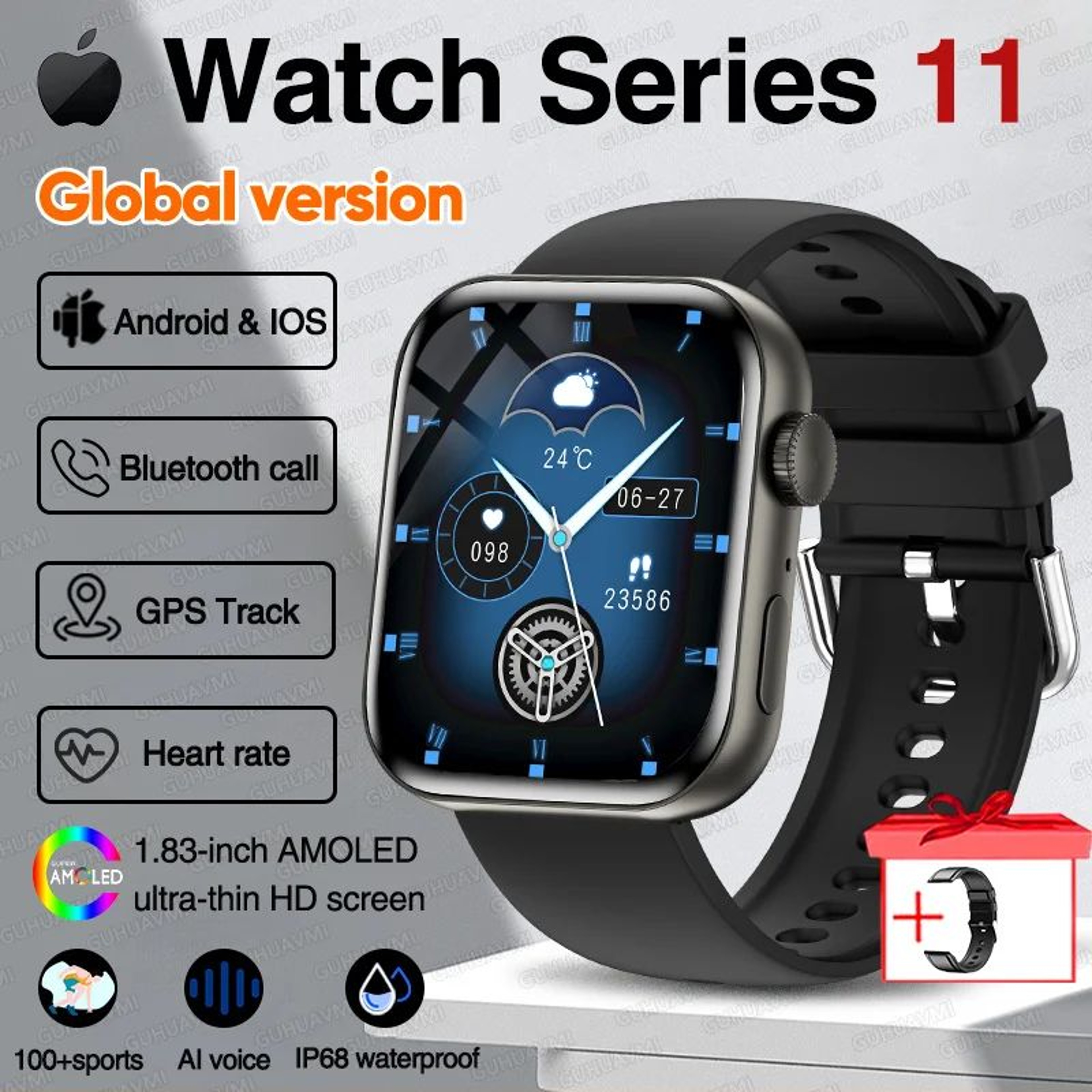IOS Compatible GPS Smartwatch With AMOLED Display And Bluetooth Call 5