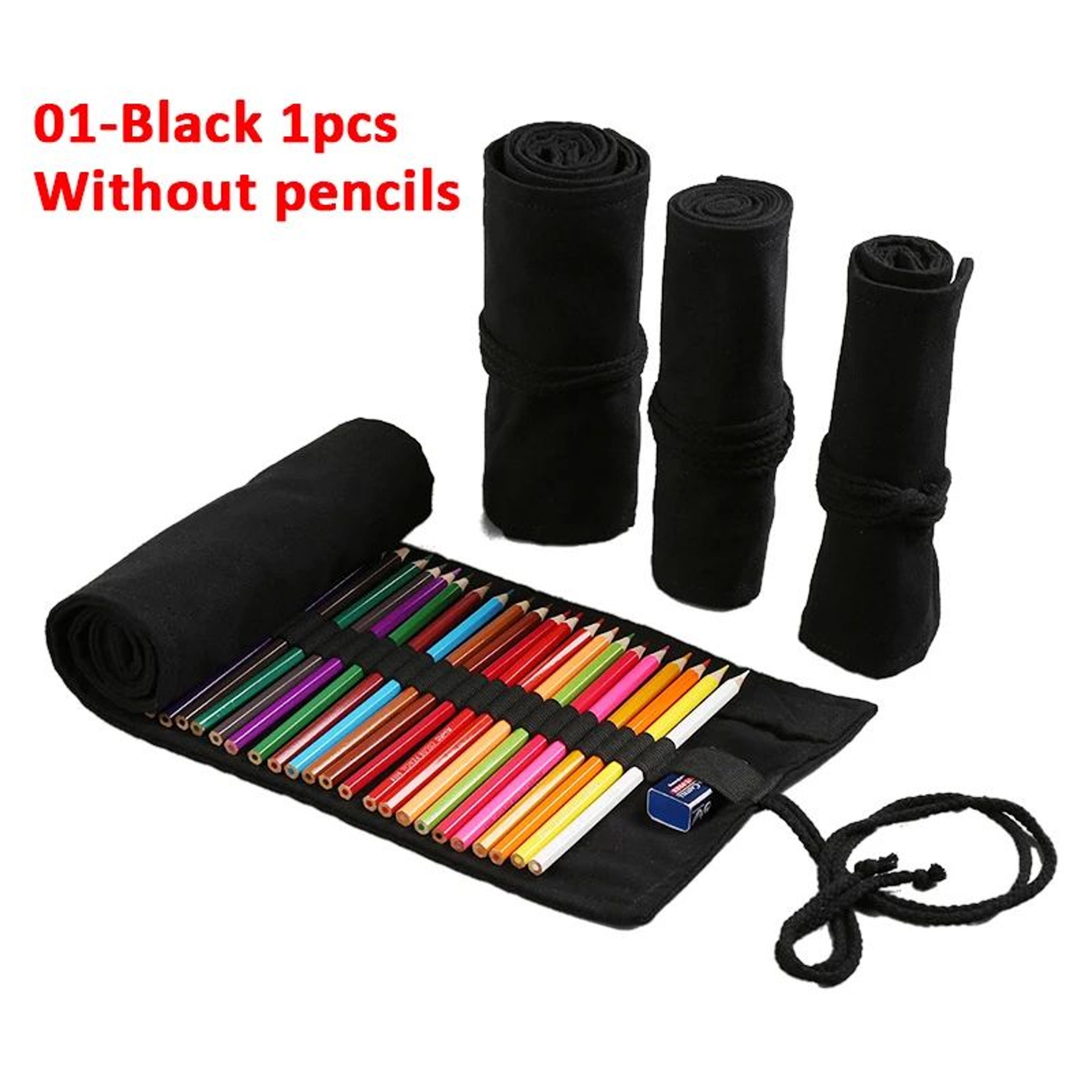 Canvas Roll Up Pencil Case Organizer For Pens Brushes And School Supplies 6