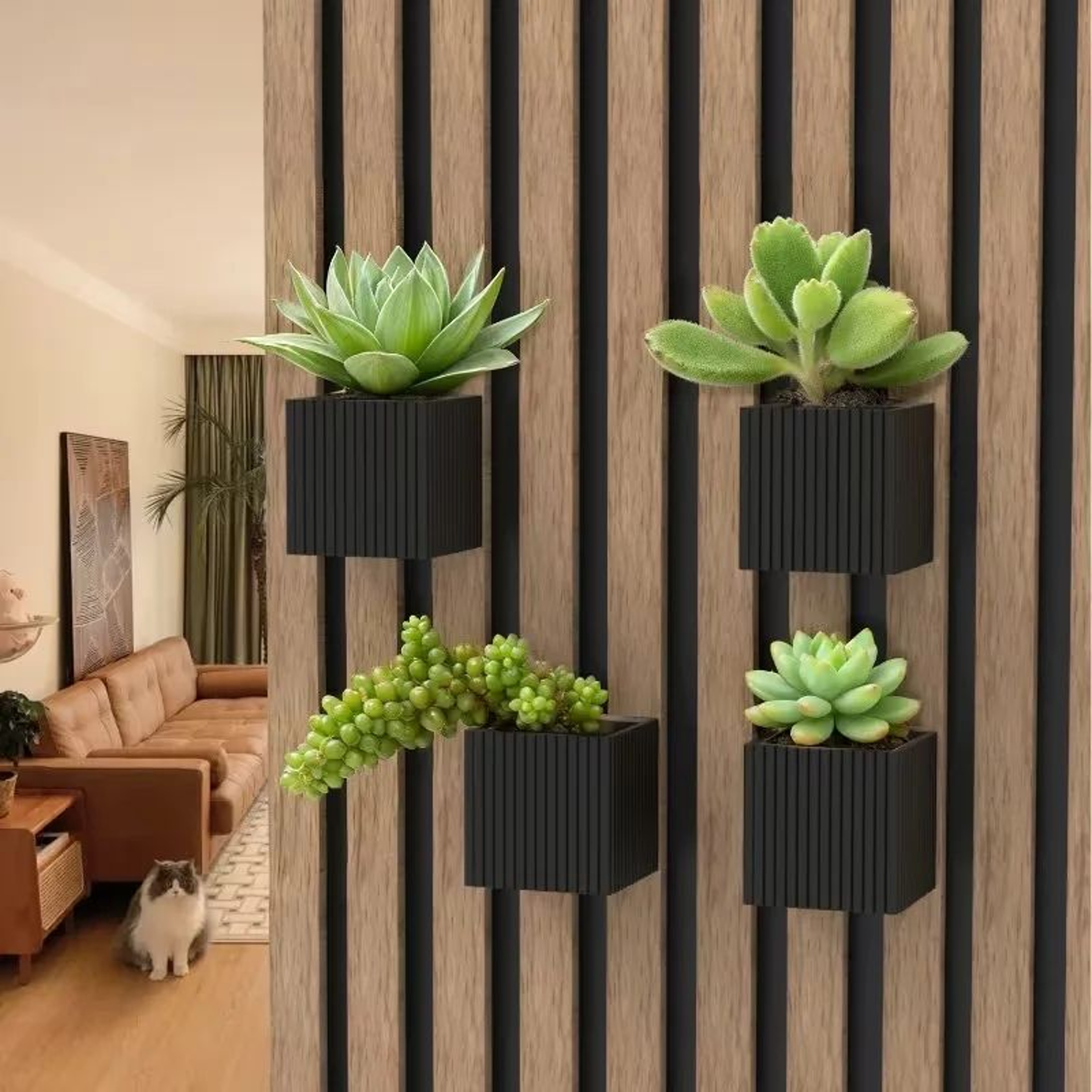 Square Acoustic Panel Shelf Rack For Plants And Room Decor 3