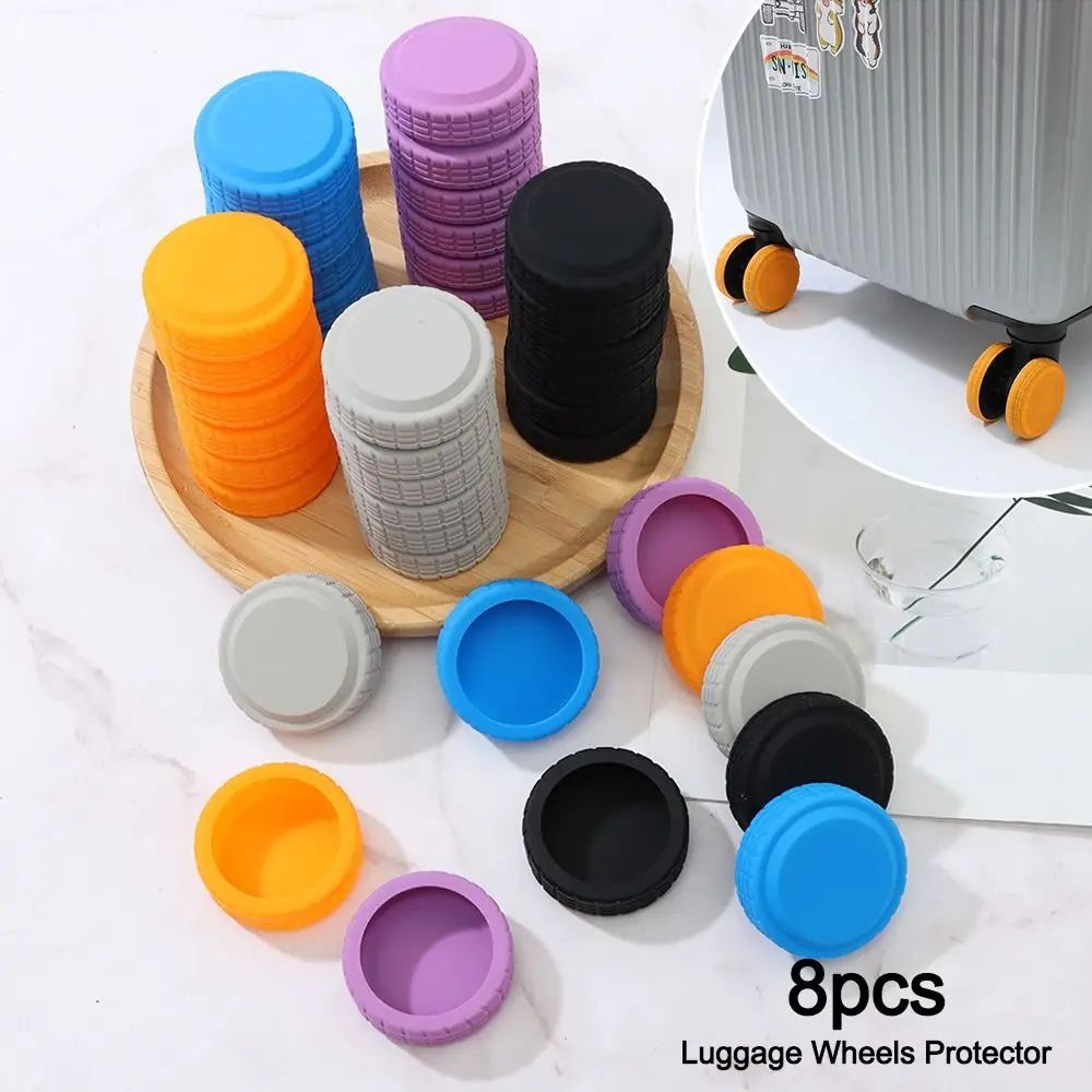 Silent Roll Silicone Luggage Wheel Covers 0