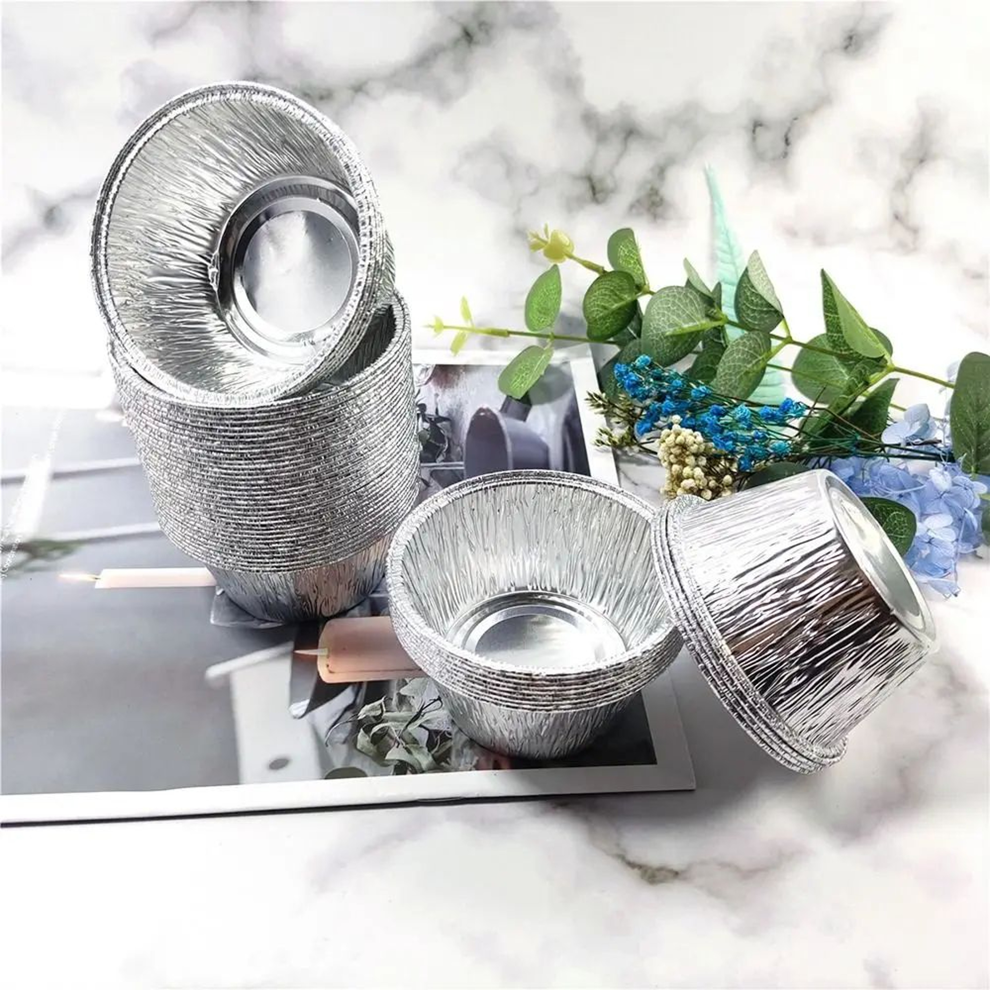 50 Piece Non Stick Foil Cupcake Liners For Muffin And Party Baking 1