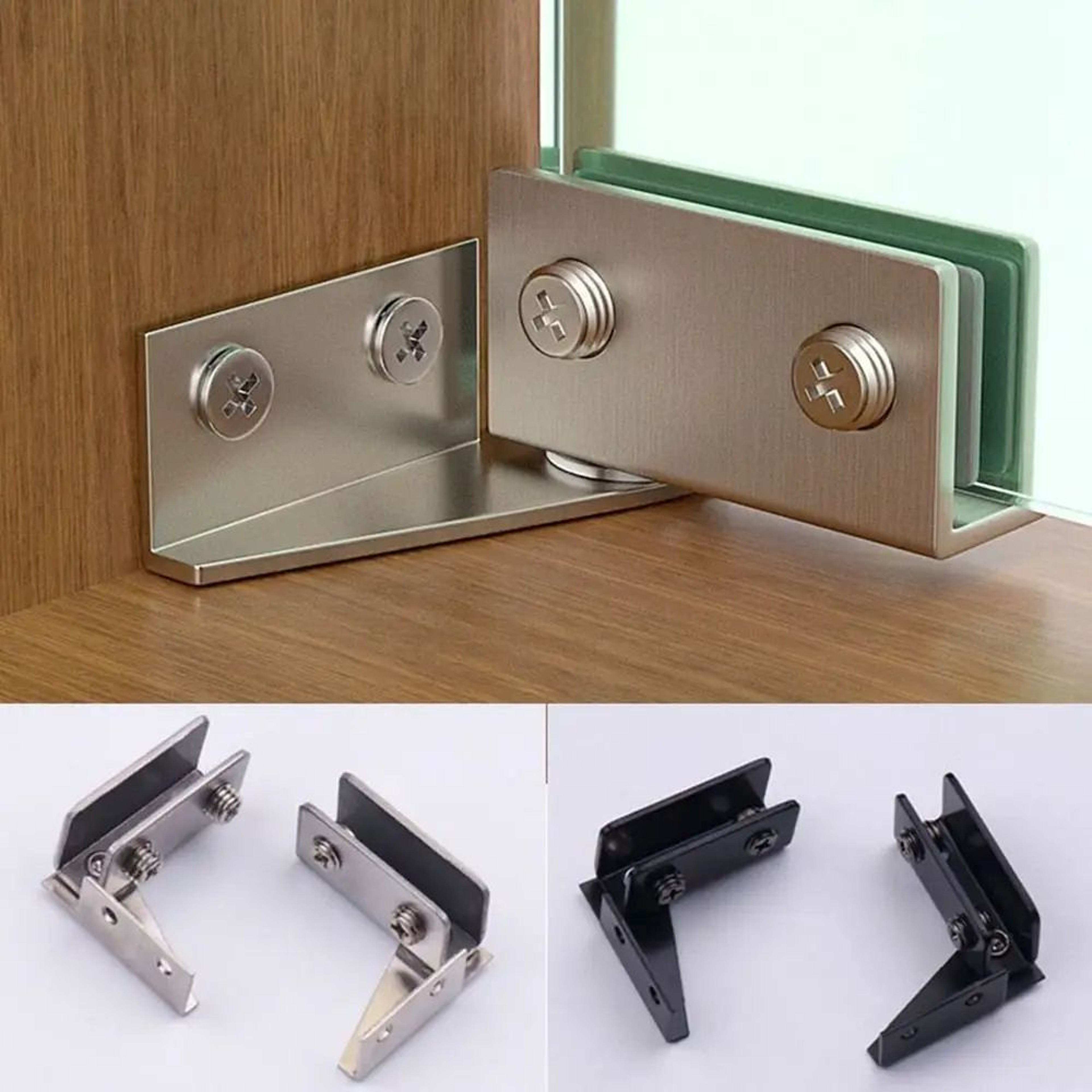 Glass Door Hinge Set For Wine Cabinet And Display Cabinets 0
