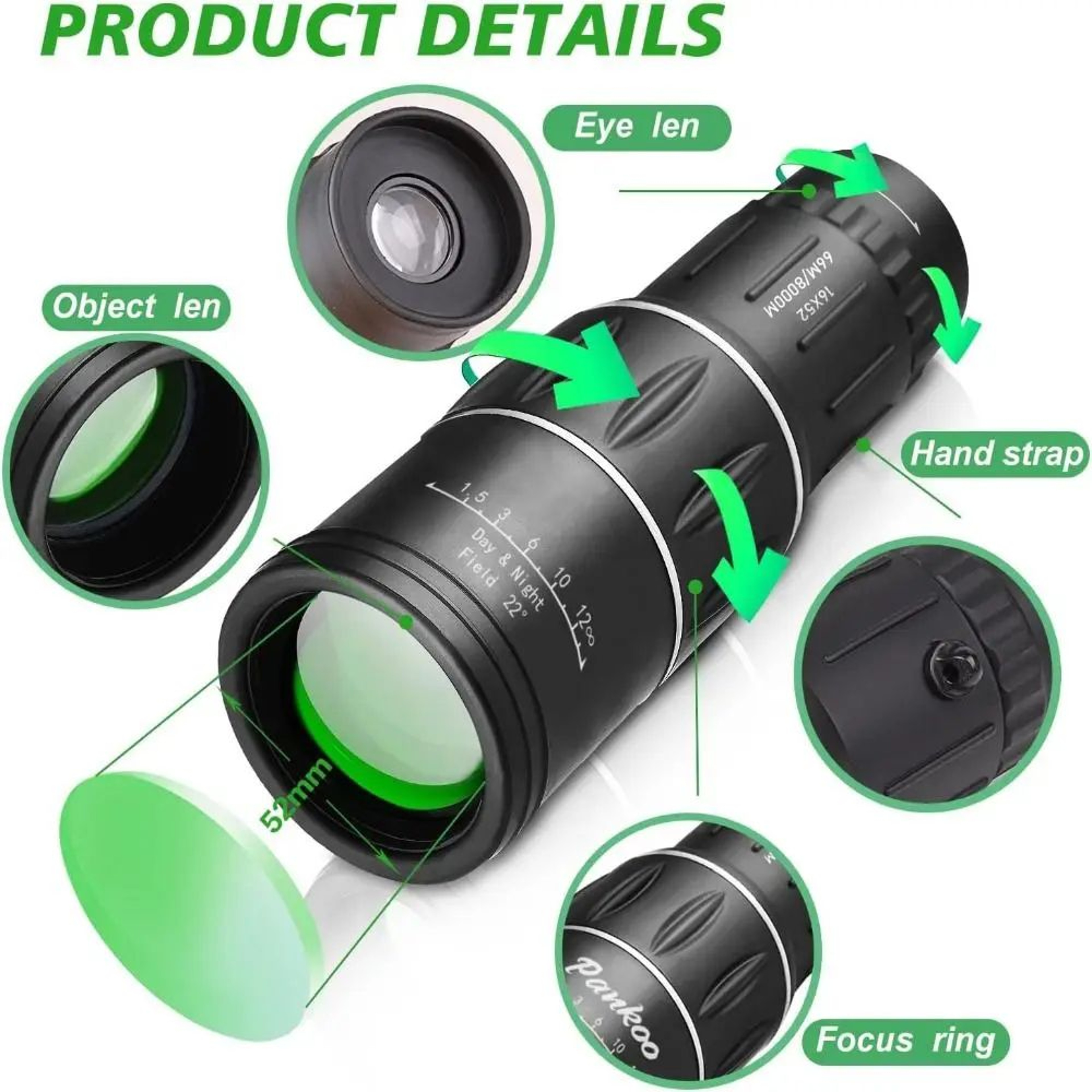 16x52 High Power Monocular Telescope For Long Range Viewing 2