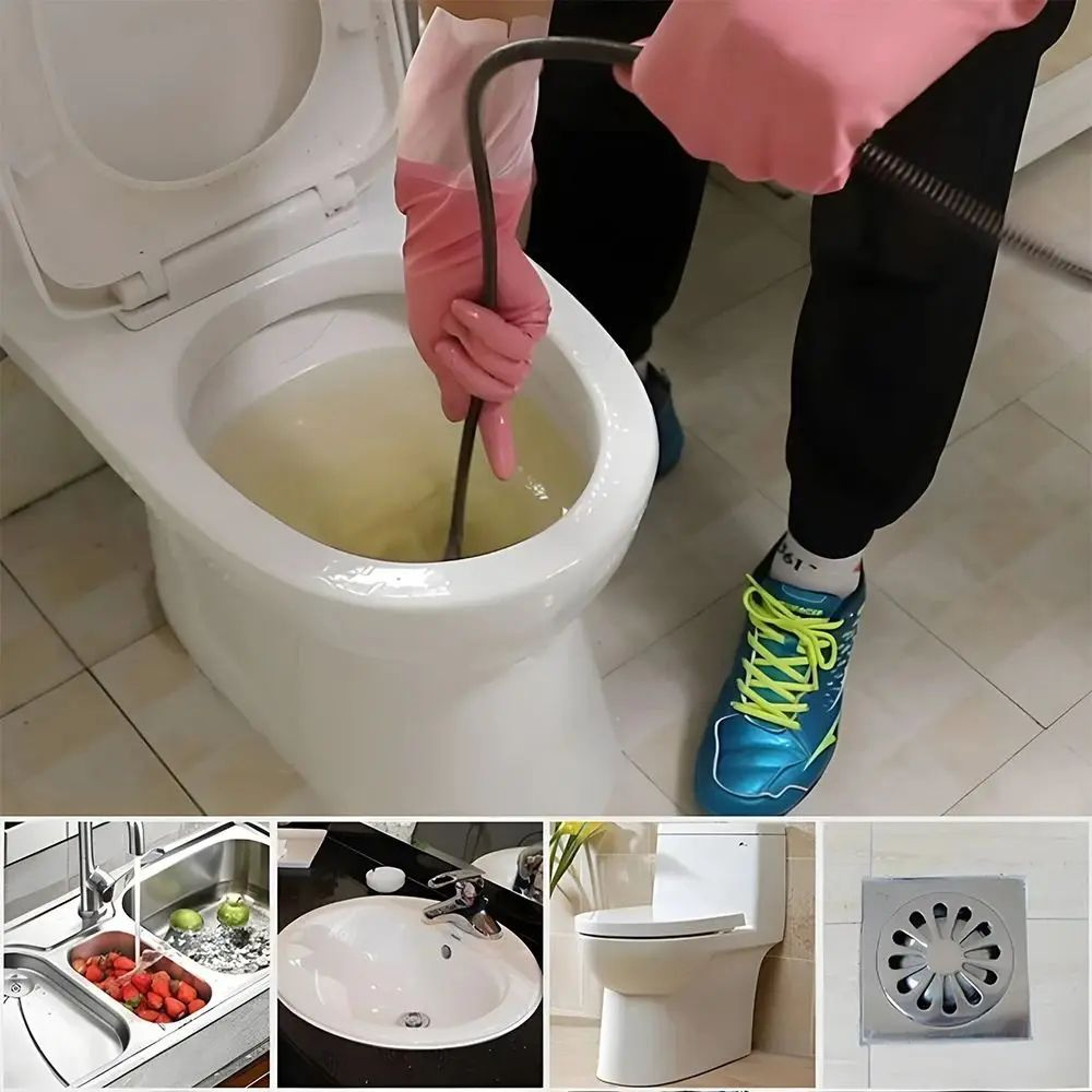 Electric Drill Drain Cleaner Spring Pipe Dredging Tool 2