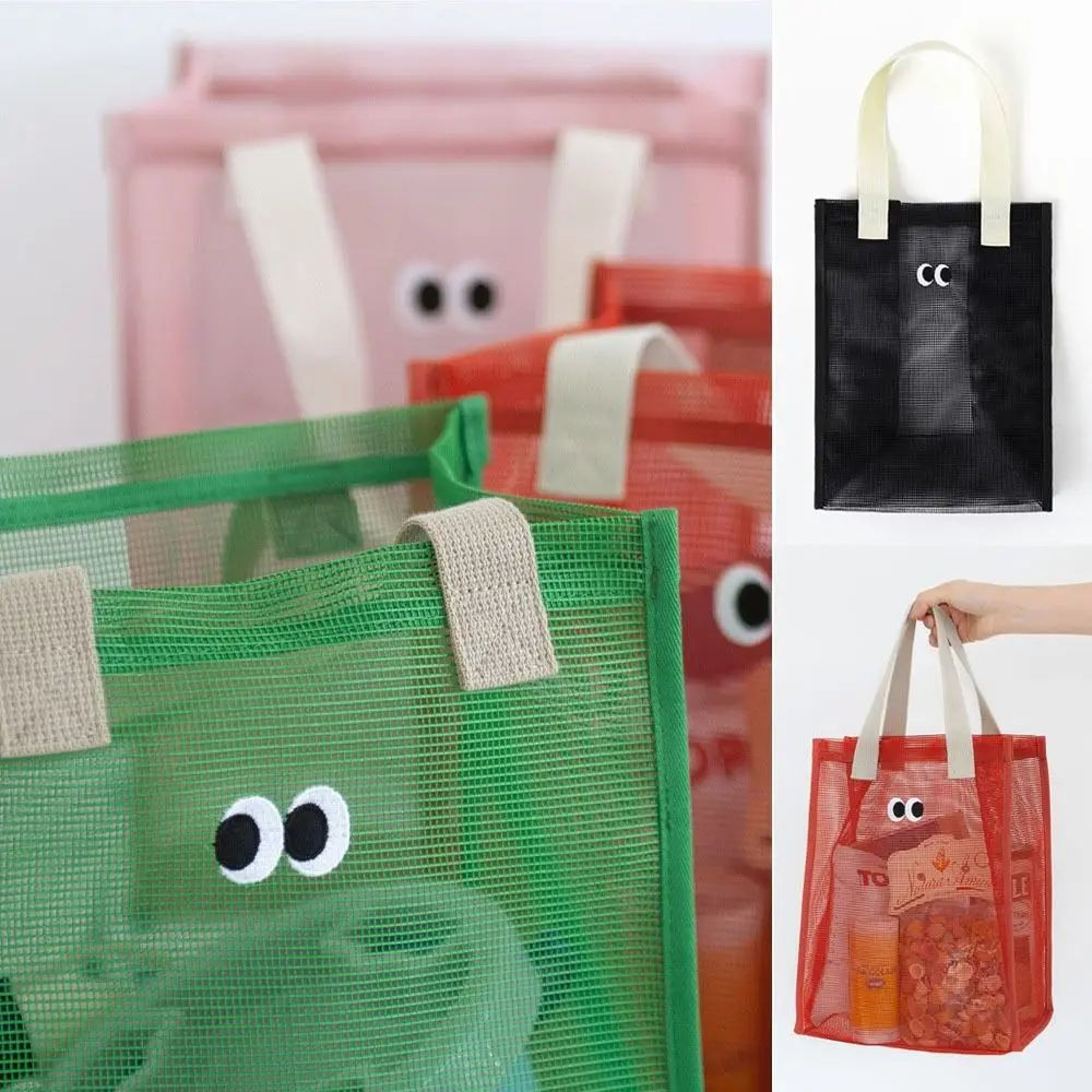 Big Eyes Mesh Beach Storage Bag 1