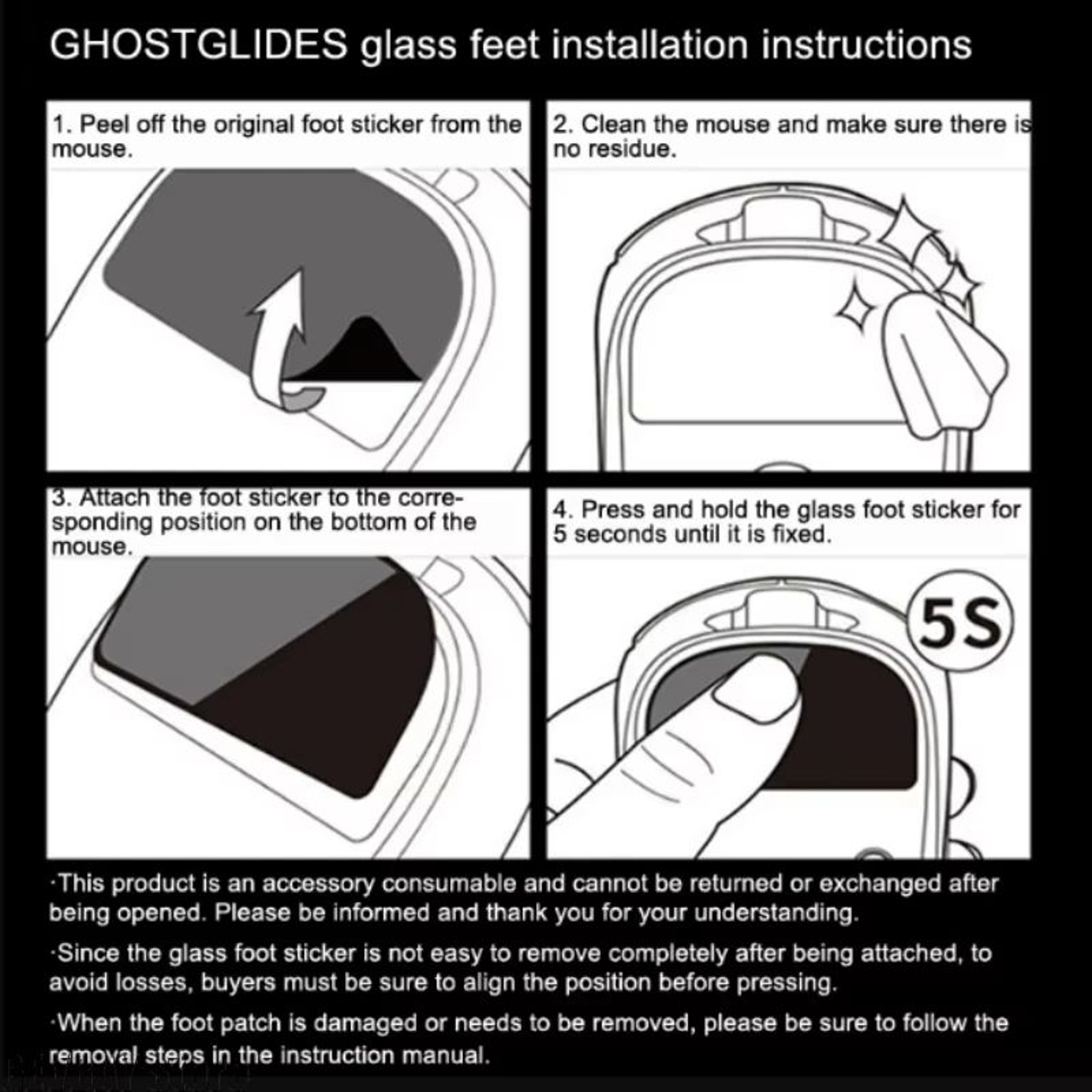 Glass Mouse Skates For Logitech MX Master 5