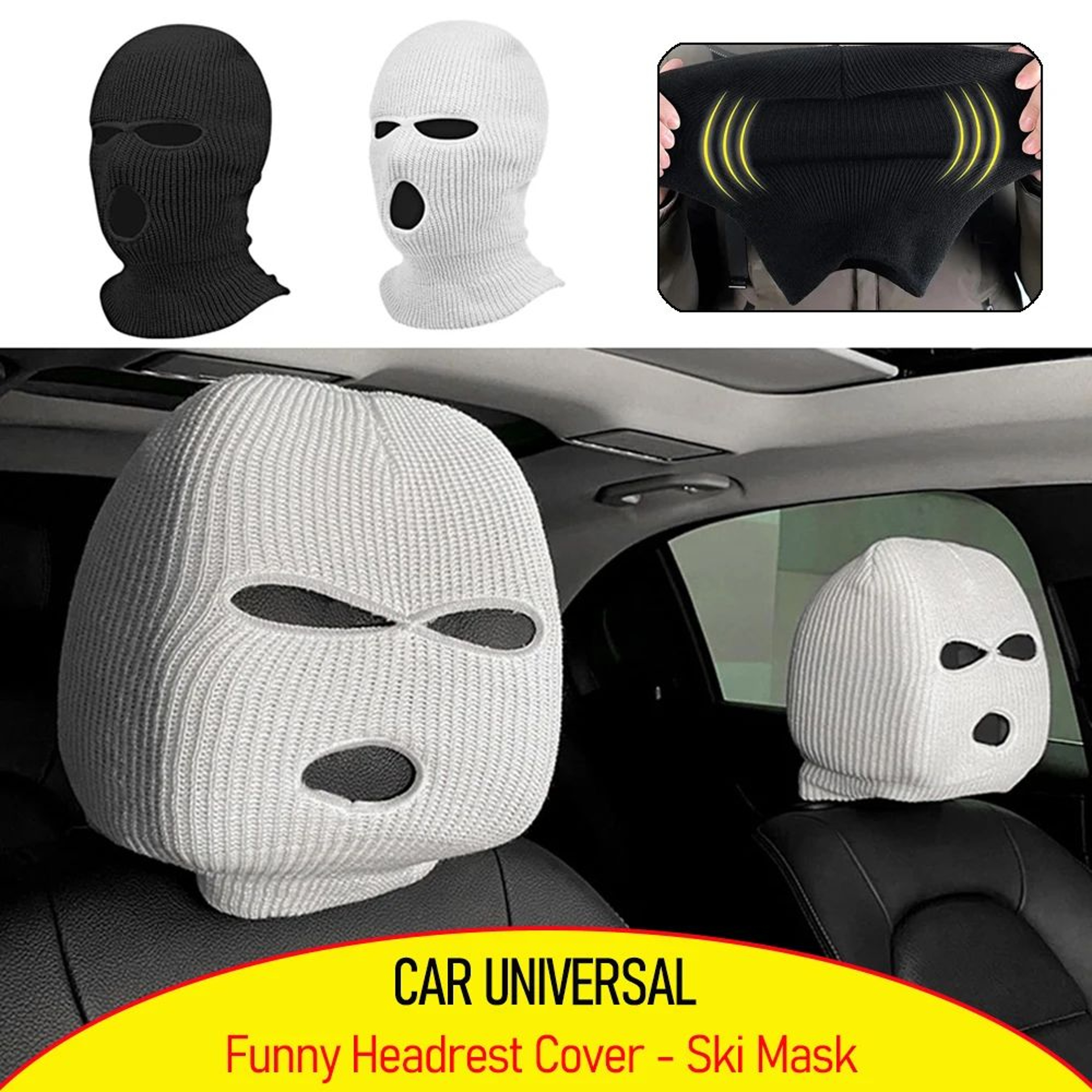 Funny Ski Mask Car Headrest Cover 0