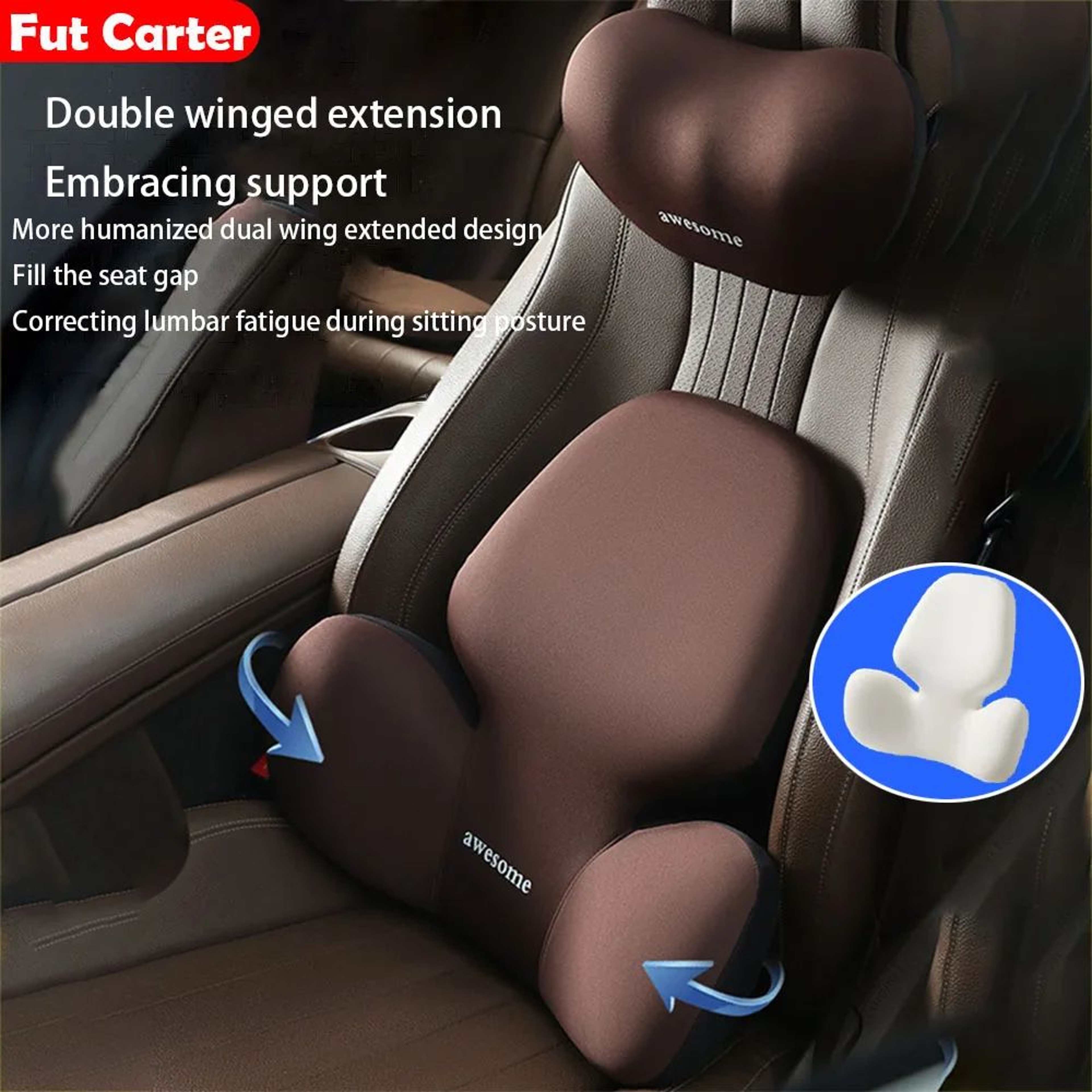 Universal Car Lumbar Support And Neck Pillow Set 0