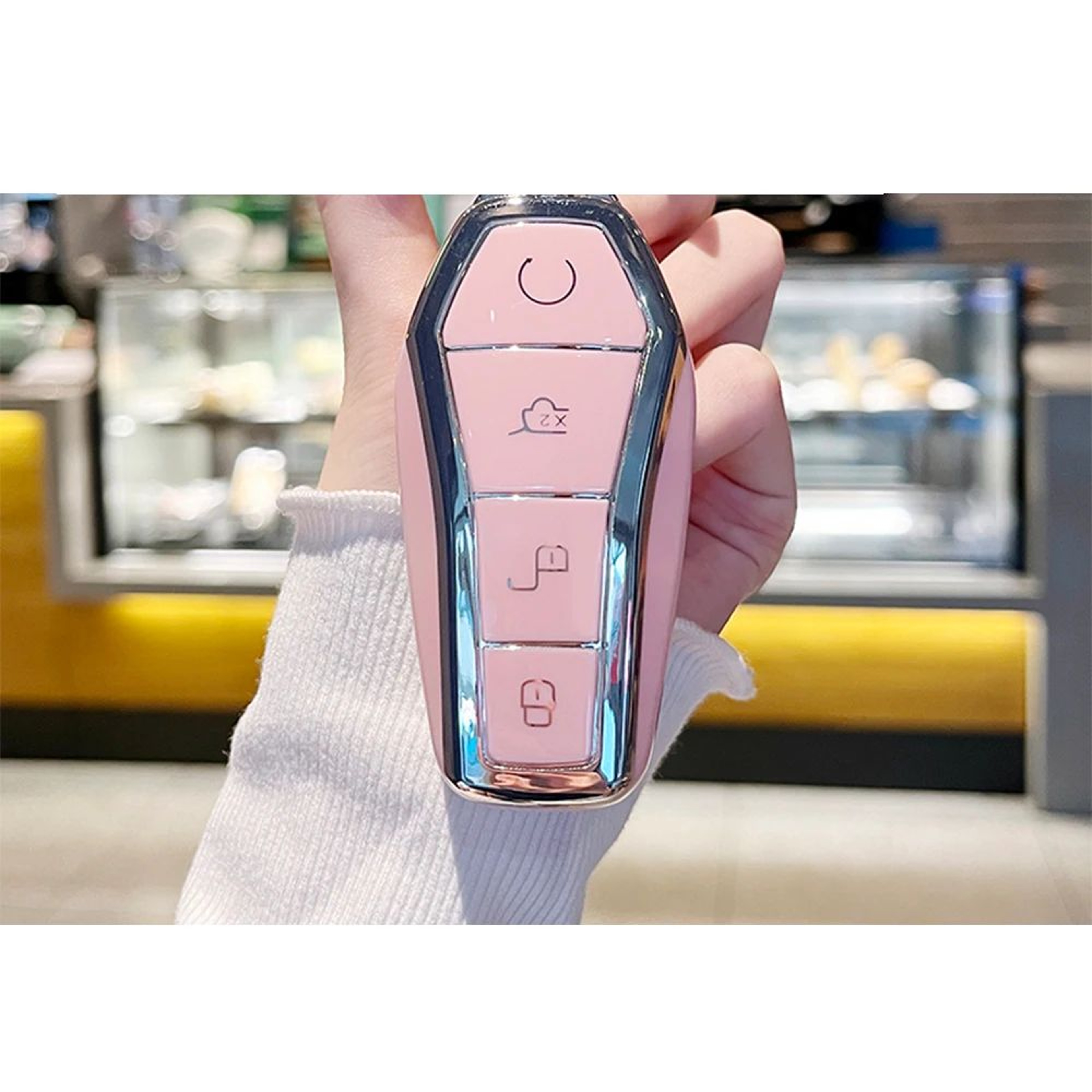 Pink BYD Key Fob Cover Case With Keychain 8