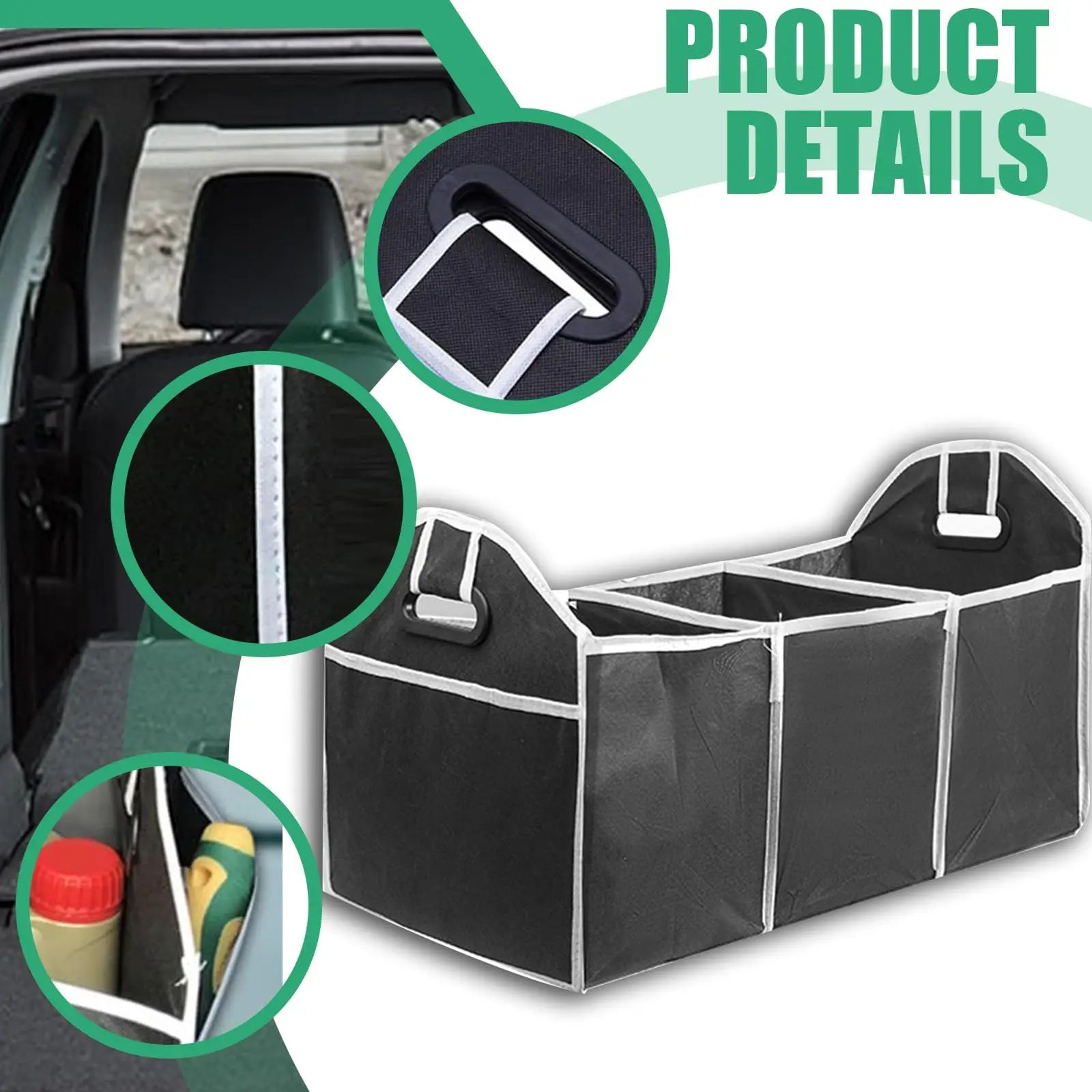 Portable Foldable Car Trunk Organizer With Waterproof Storage Compartments 5