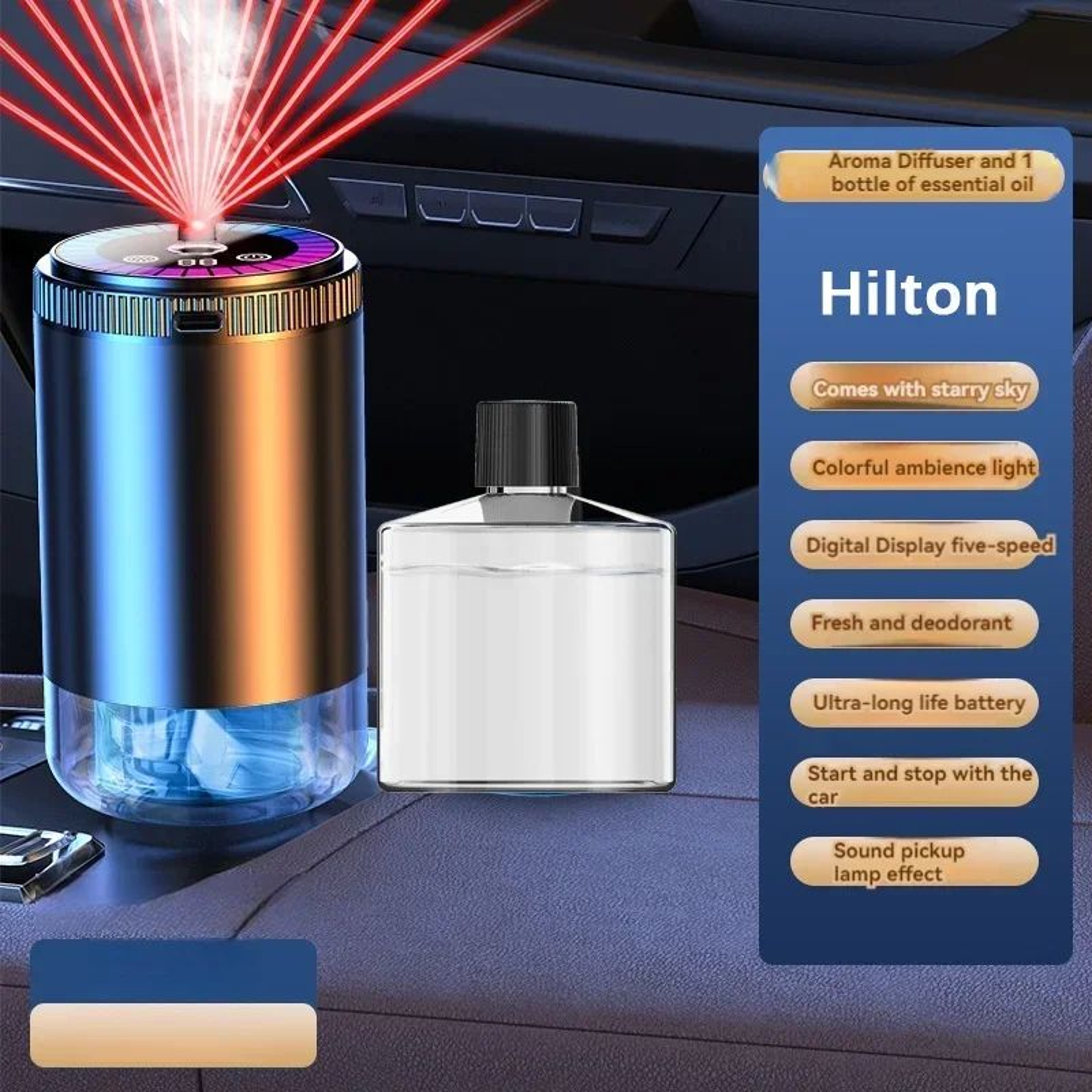 Smart Rechargeable Car Air Freshener Diffuser With Adjustable Aroma Levels 15