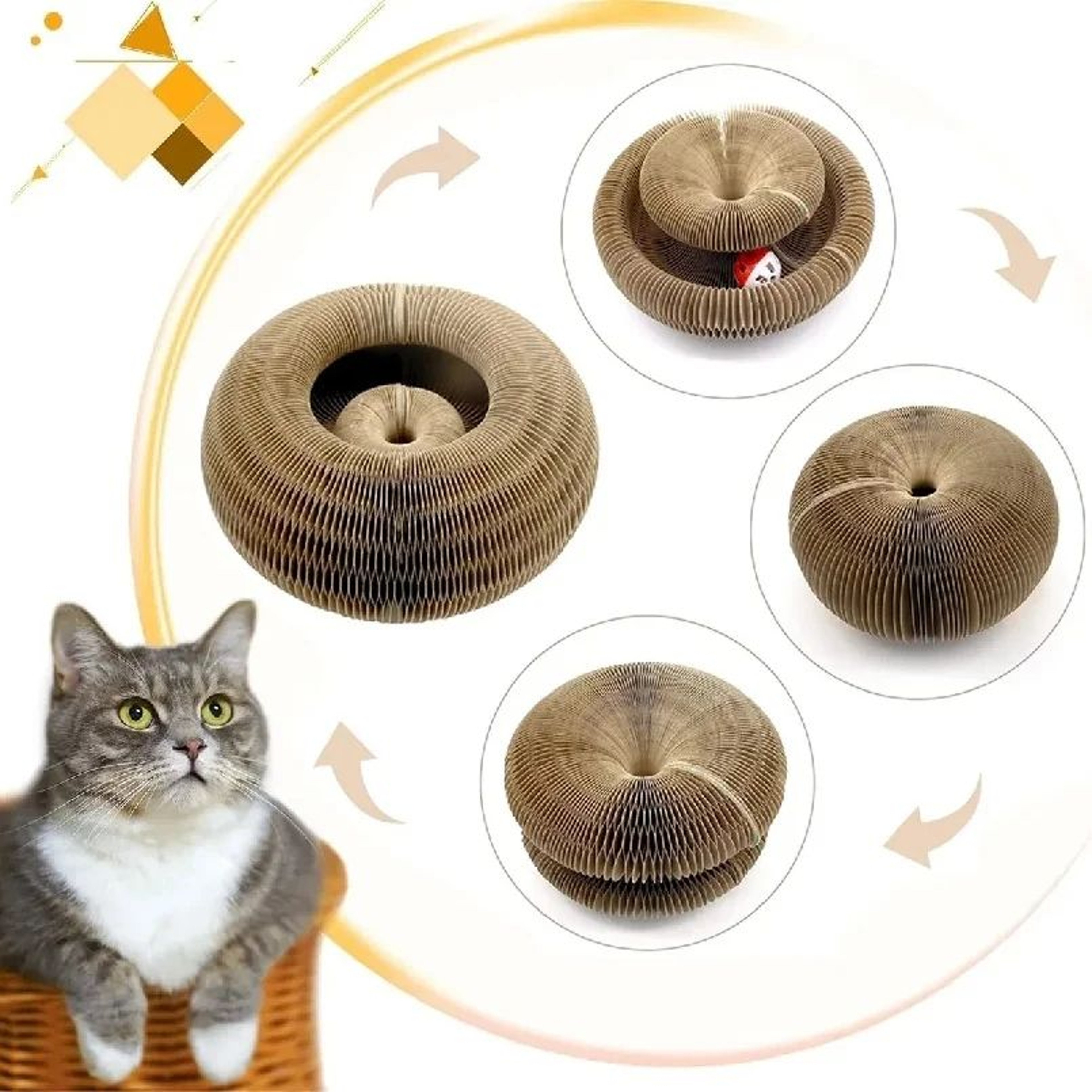 Foldable Magic Organ Cat Scratching Board And Cat Bed 1
