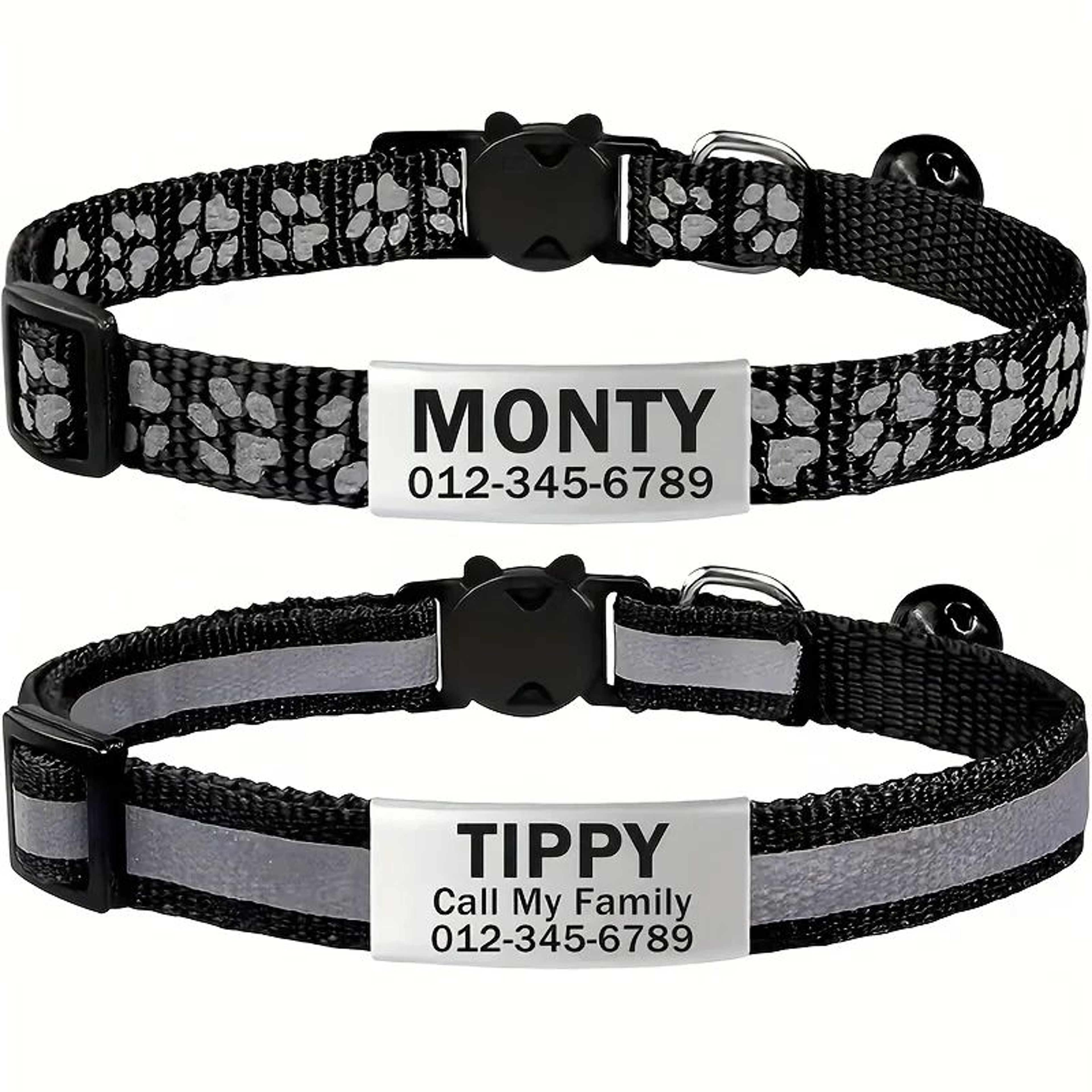 SafeGlow Personalized Reflective Cat Collar Set 6