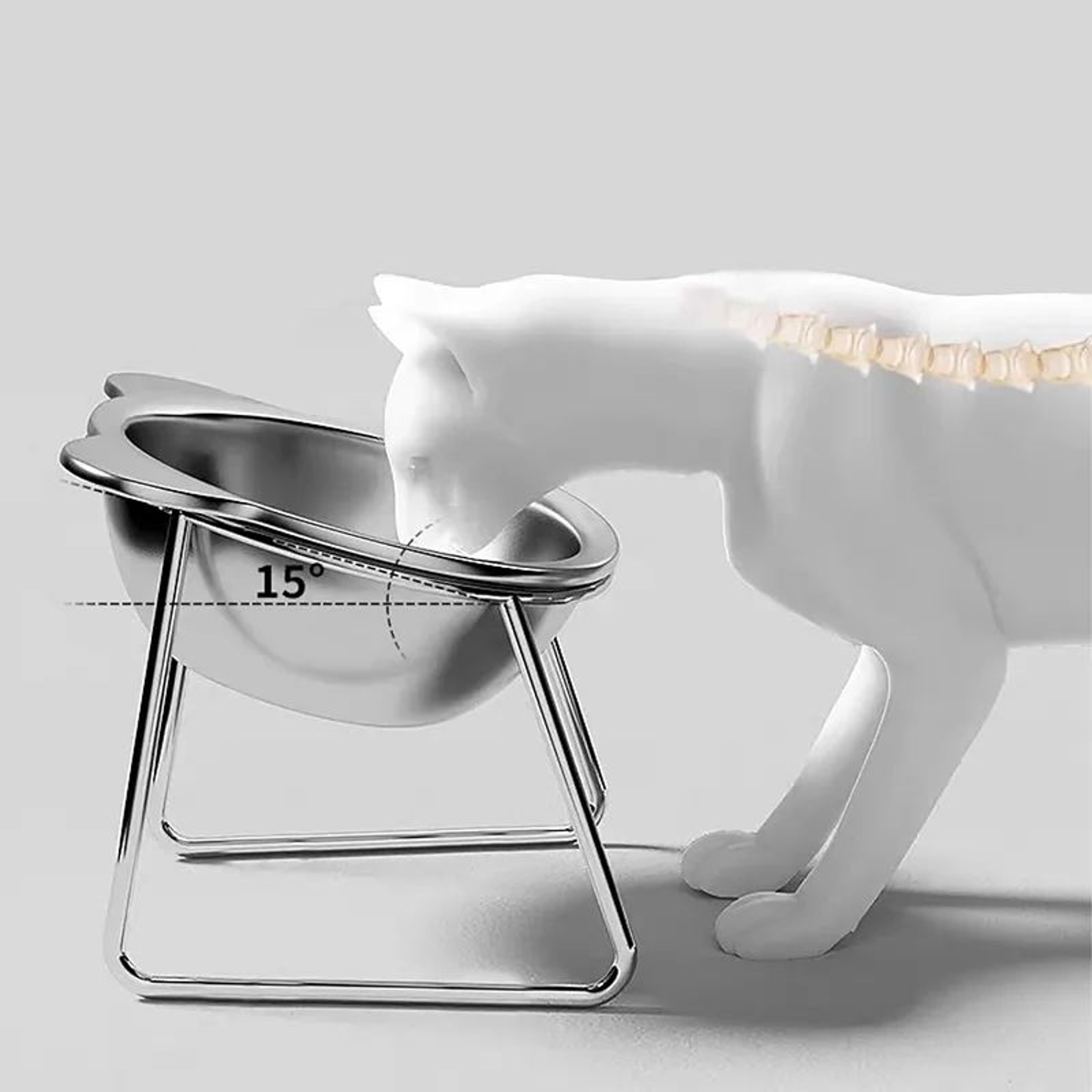 ComfortGuard Tilted Stainless Steel Cat Bowl 1