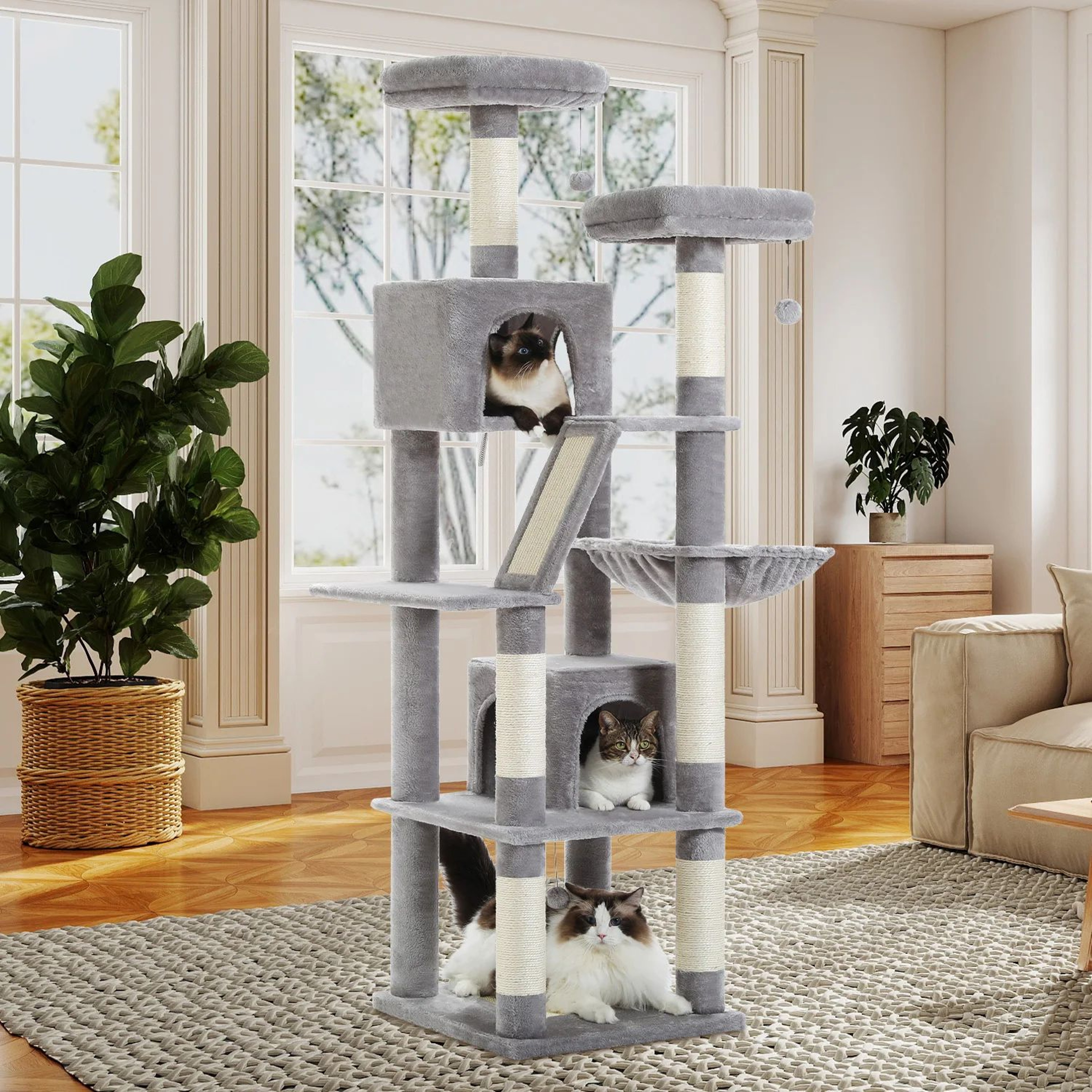 Multi Level Cat Tree Tower With Hammock And Scratching Posts 0