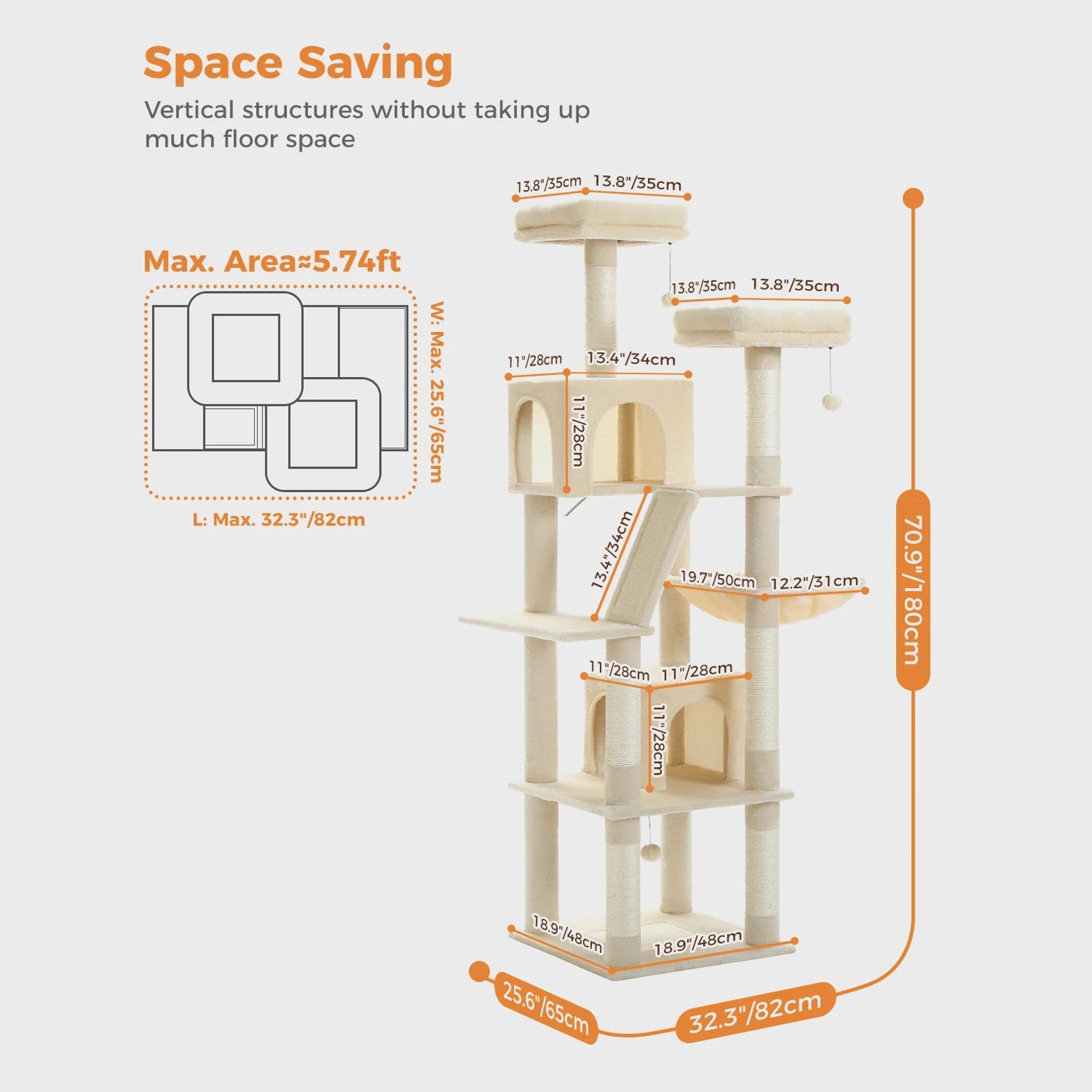 Multi Level Cat Tree Tower With Hammock And Scratching Posts 10