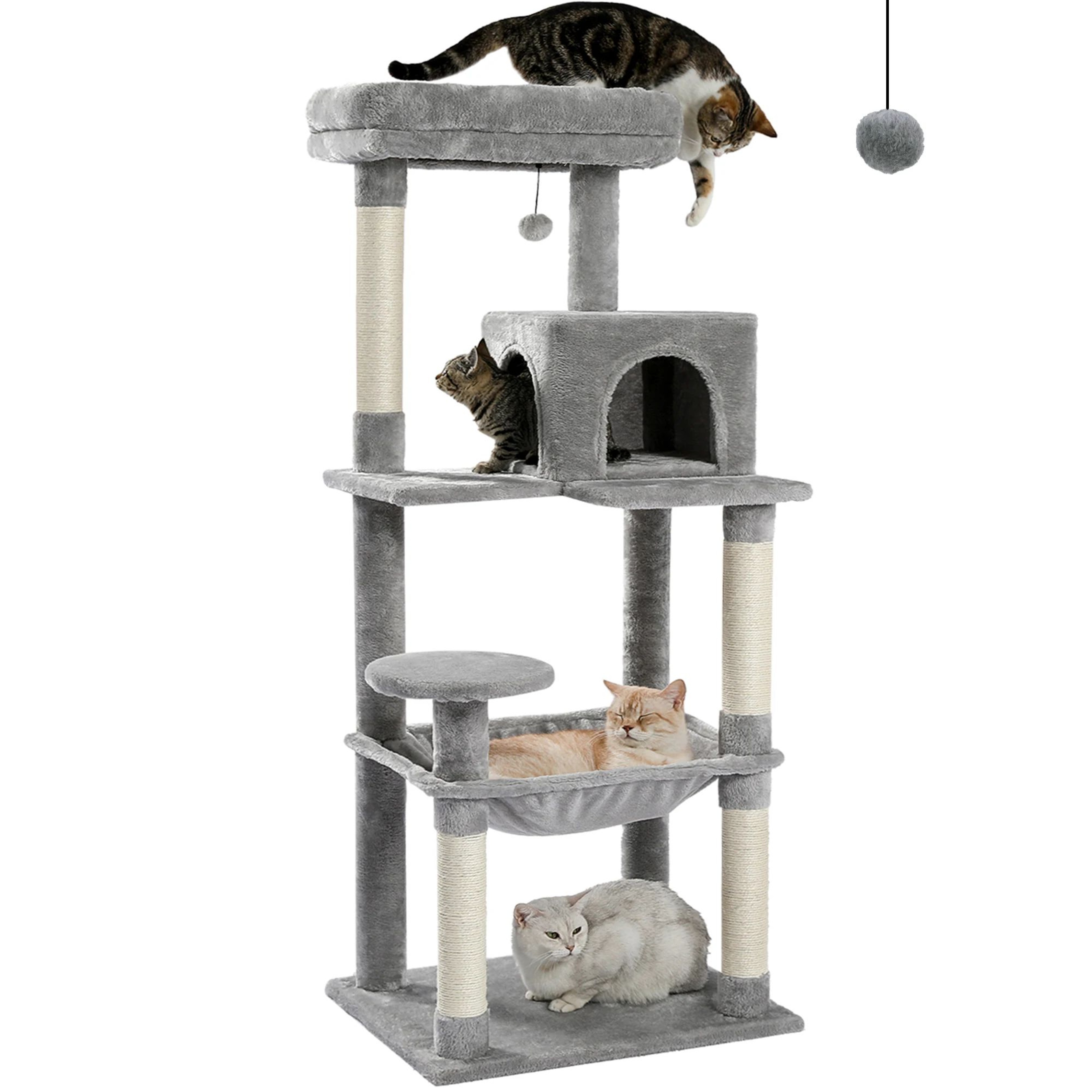 Multi Level Plush Cat Tree Tower With Hammock And Scratching Posts 8