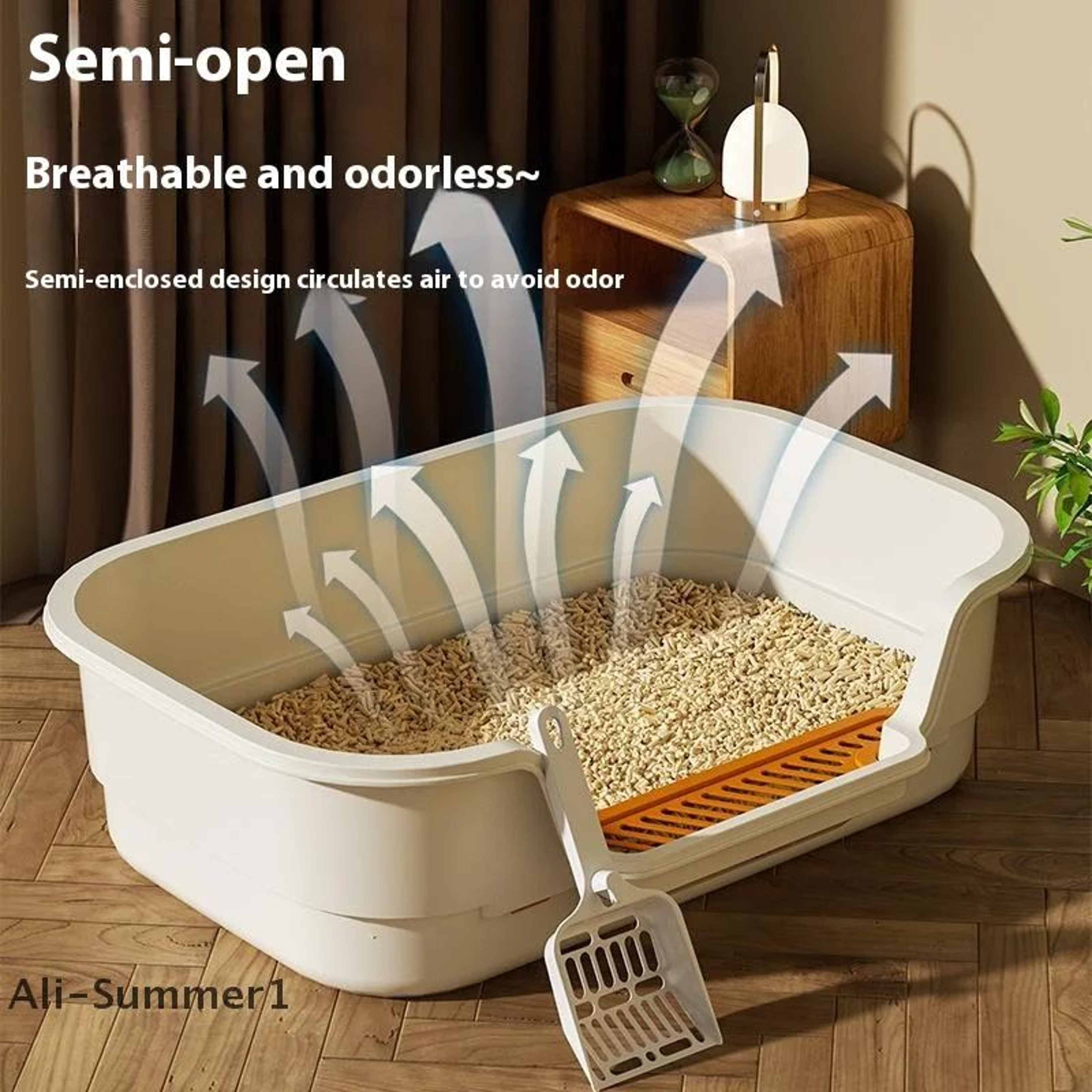 PureShield Semi Enclosed Cat Litter Box Large Capacity Cat Toilet 2