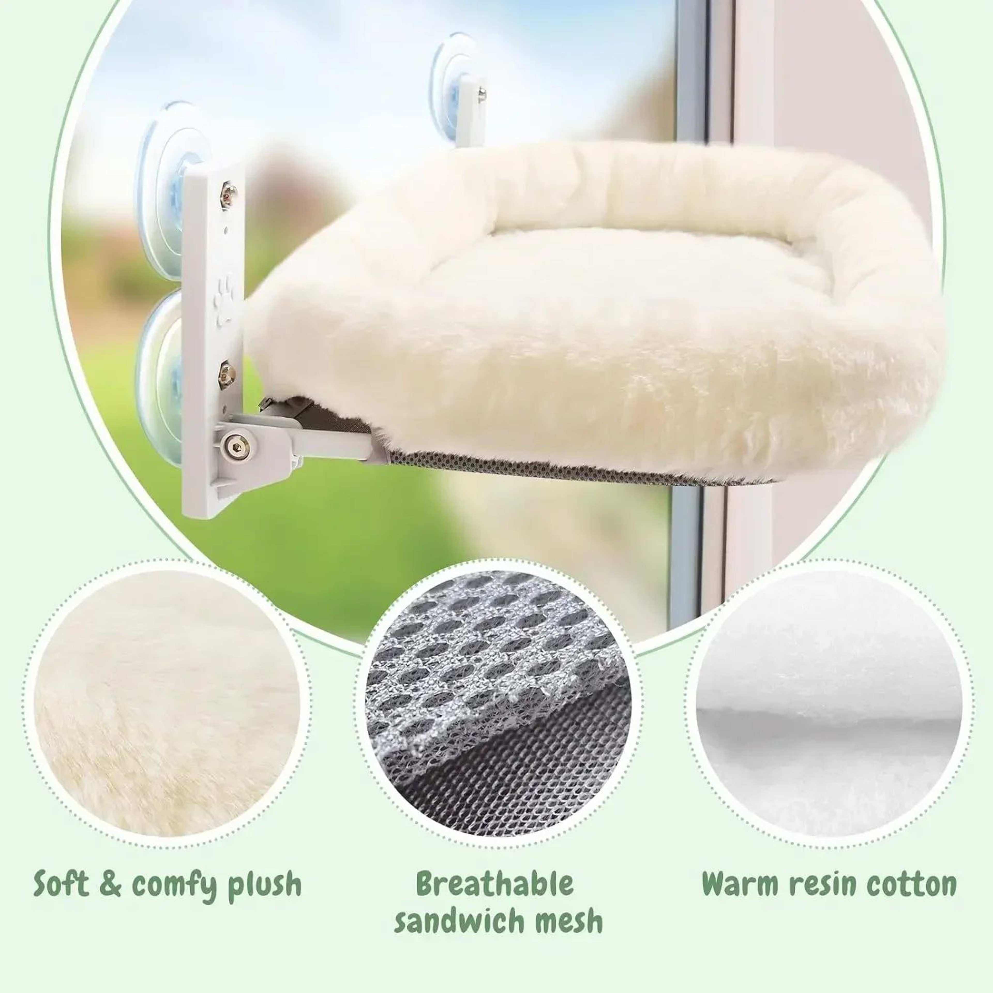 SunnyPerch Window Cat Hammock Hanging Cat Bed 1