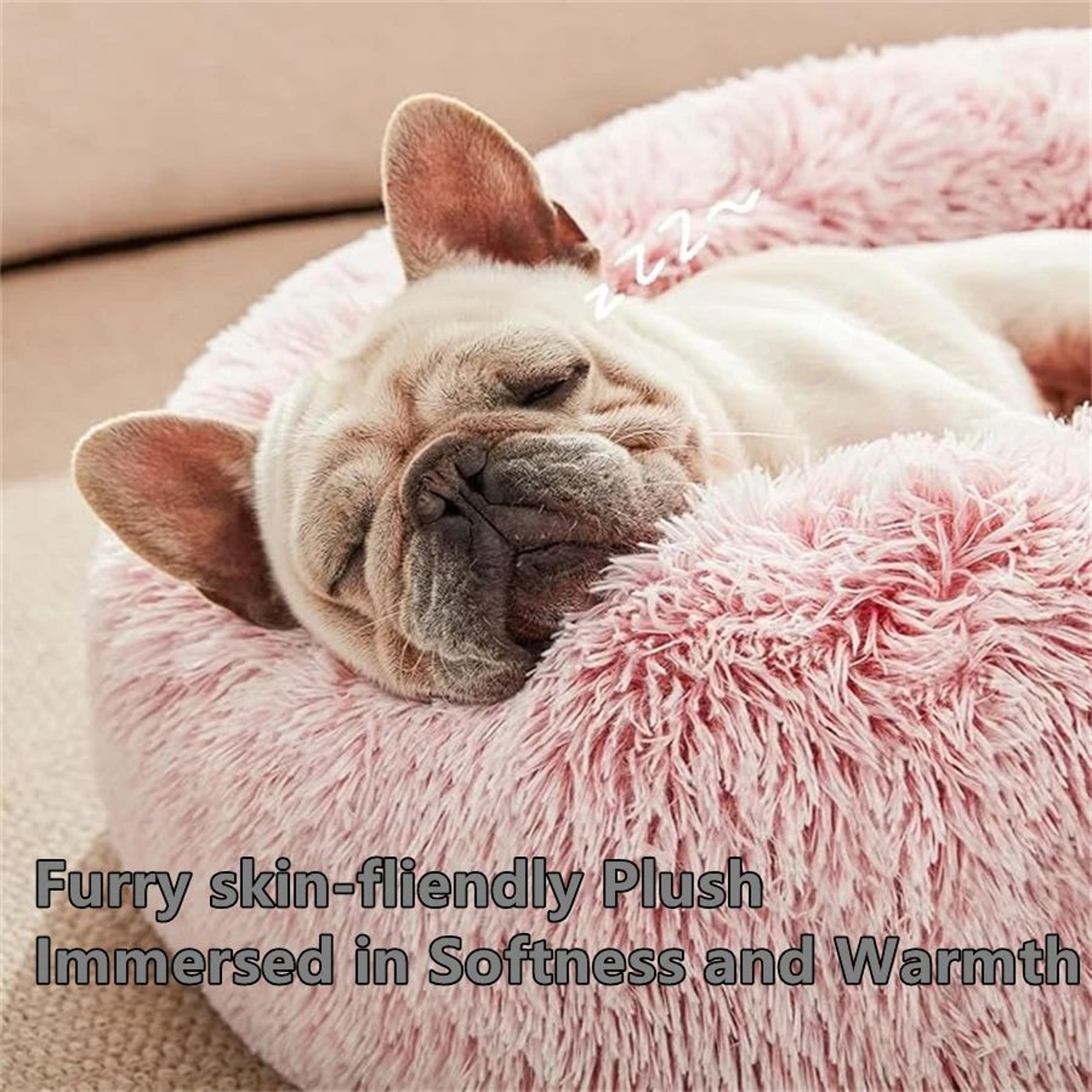 CloudCuddle Plush Donut Pet Bed Soft Faux Fur Sleeping Mat 0