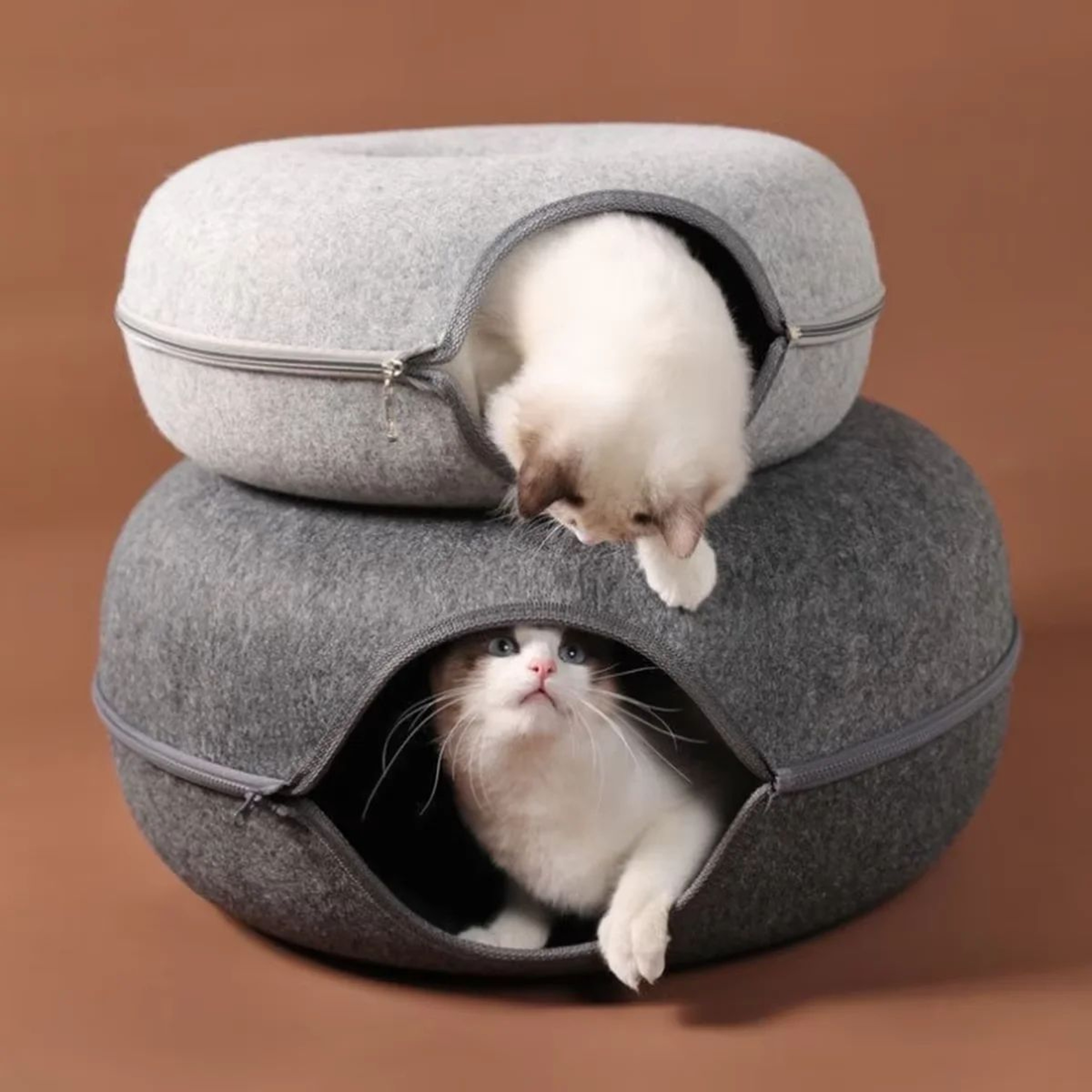 FeltNest Interactive Cat Tunnel Bed And Scratcher 1