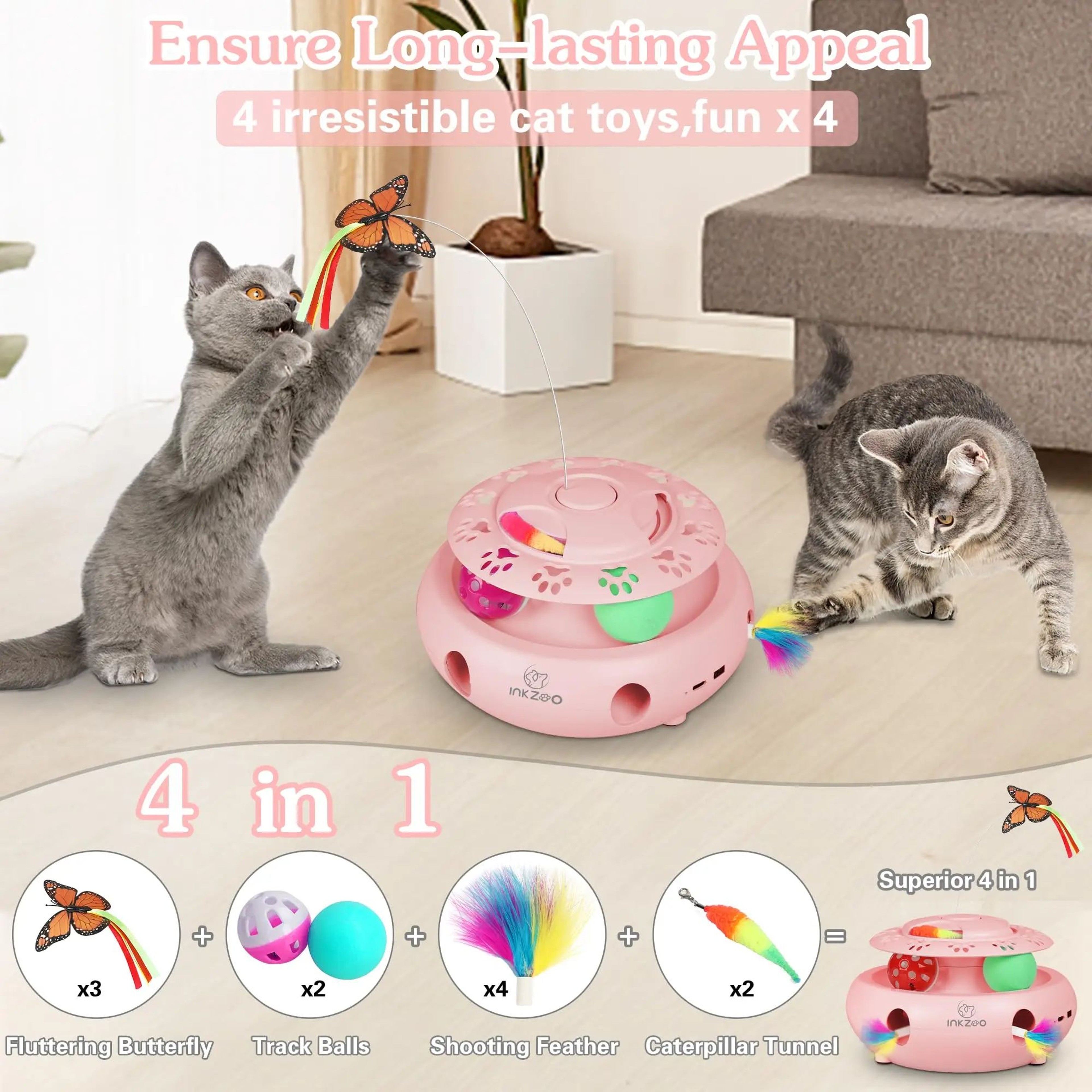 WhackFlutter 4 In 1 Interactive Cat Toy Center 1