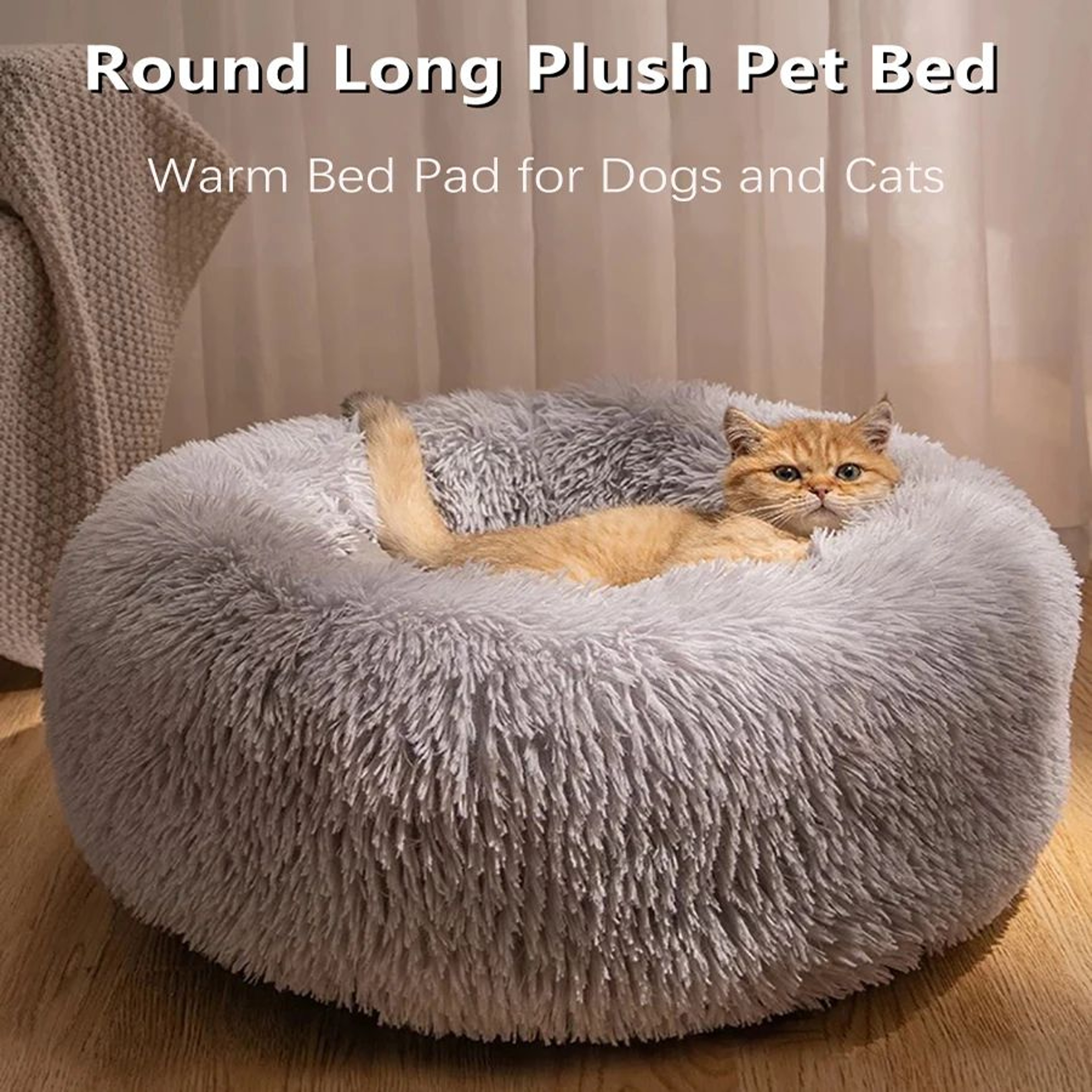 Calming Plush Donut Pet Bed For Cats And Small Dogs 0