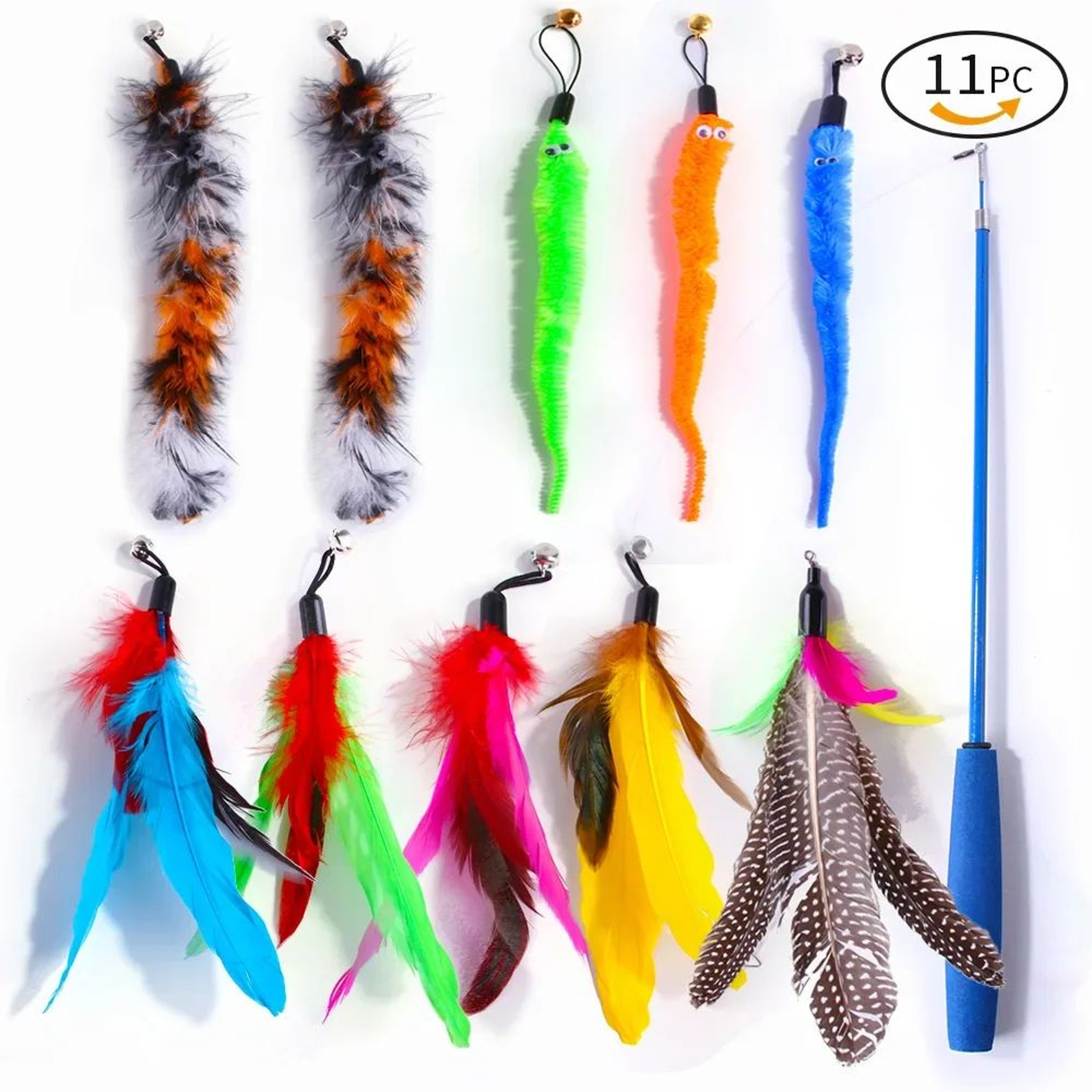 PouncePro Retractable Cat Wand Toy With Feather Teaser Refills 1