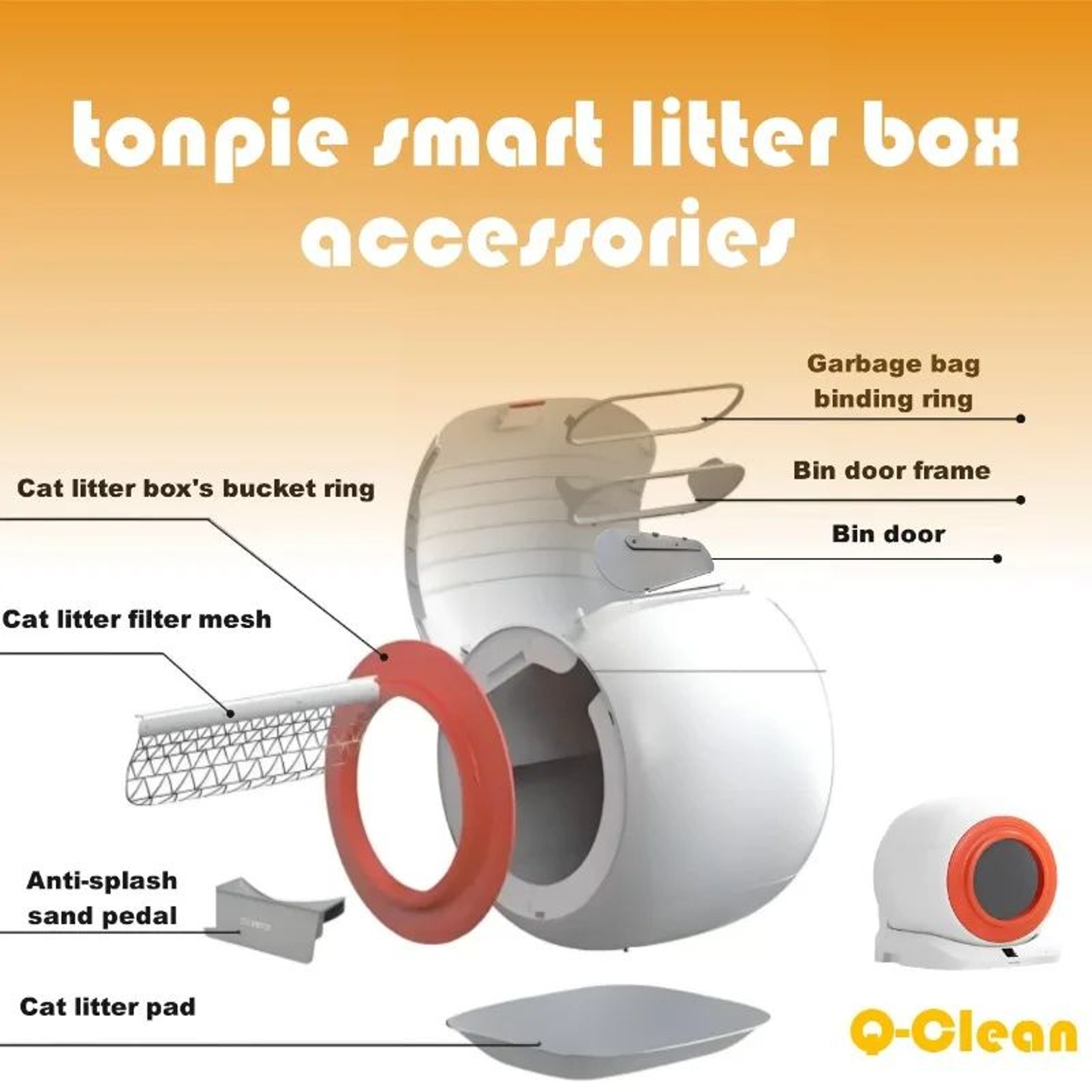 TONEPIE Q Clean Cat Litter Box Replacement Accessories Kit 1