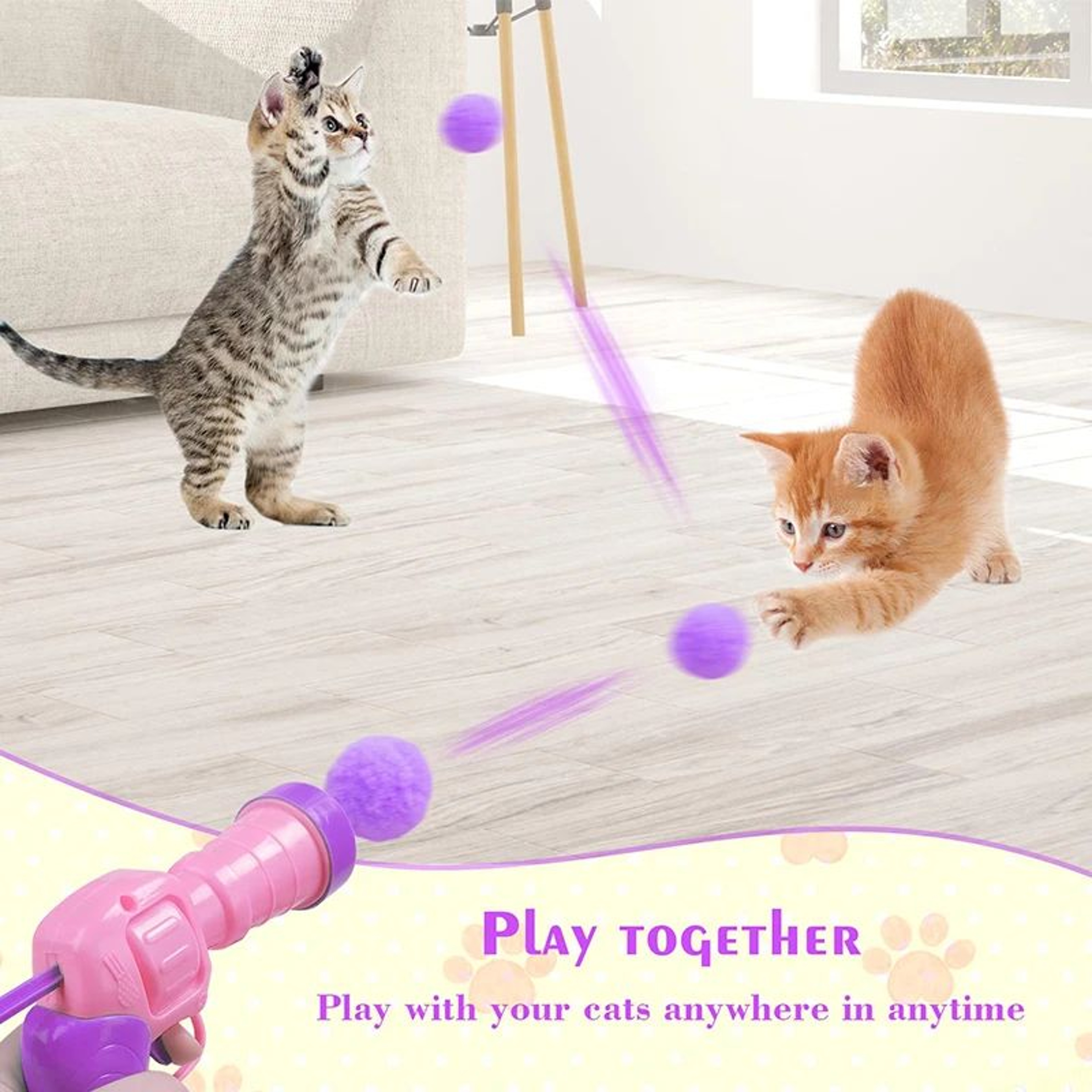 BounceBlast Interactive Plush Ball Launcher Cat Toy 2