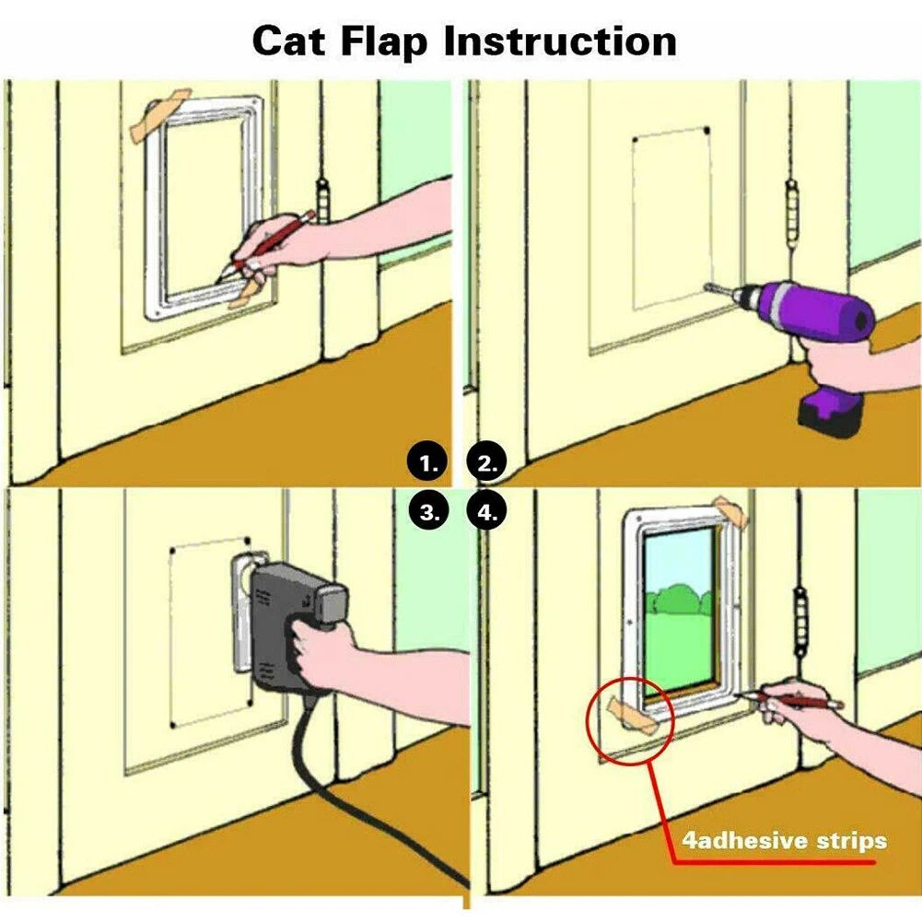 Pet Door With 4 Way Lock For Cats And Small Dogs 4