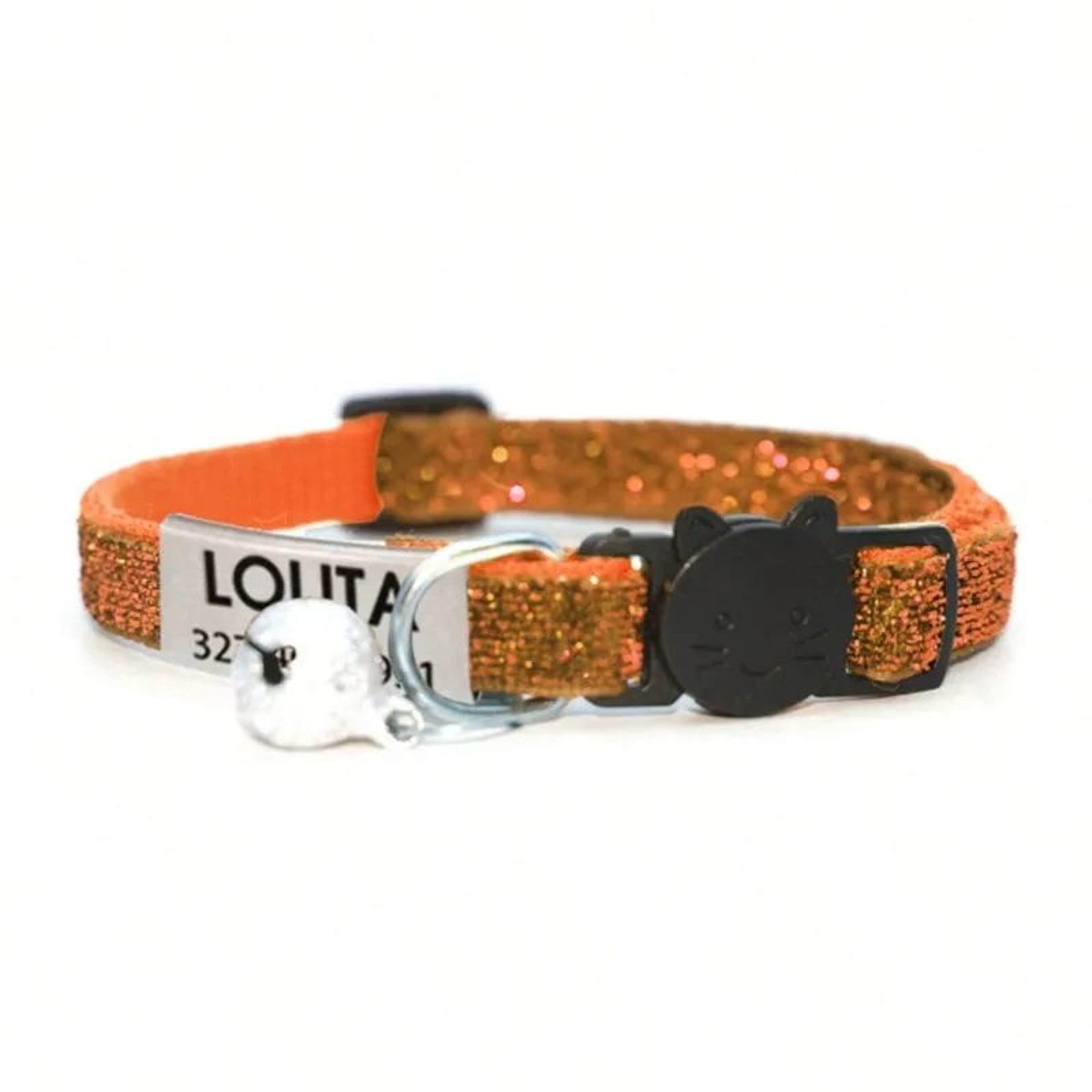 Customized Glitter Cat Collar With Engraved ID Tag And Breakaway Buckle 11