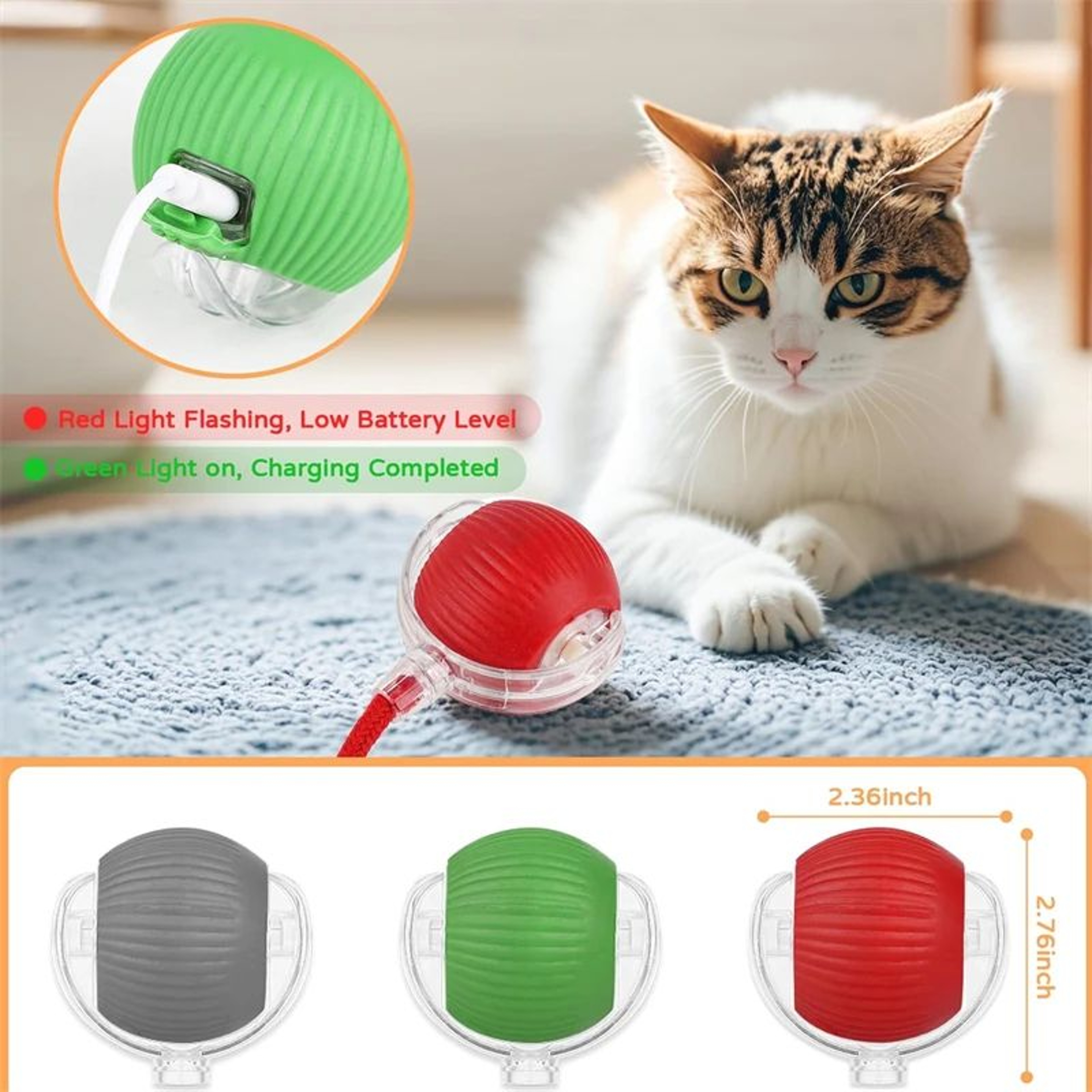 SmartRoll Rechargeable Interactive Cat Ball Automatic Moving Toy 2