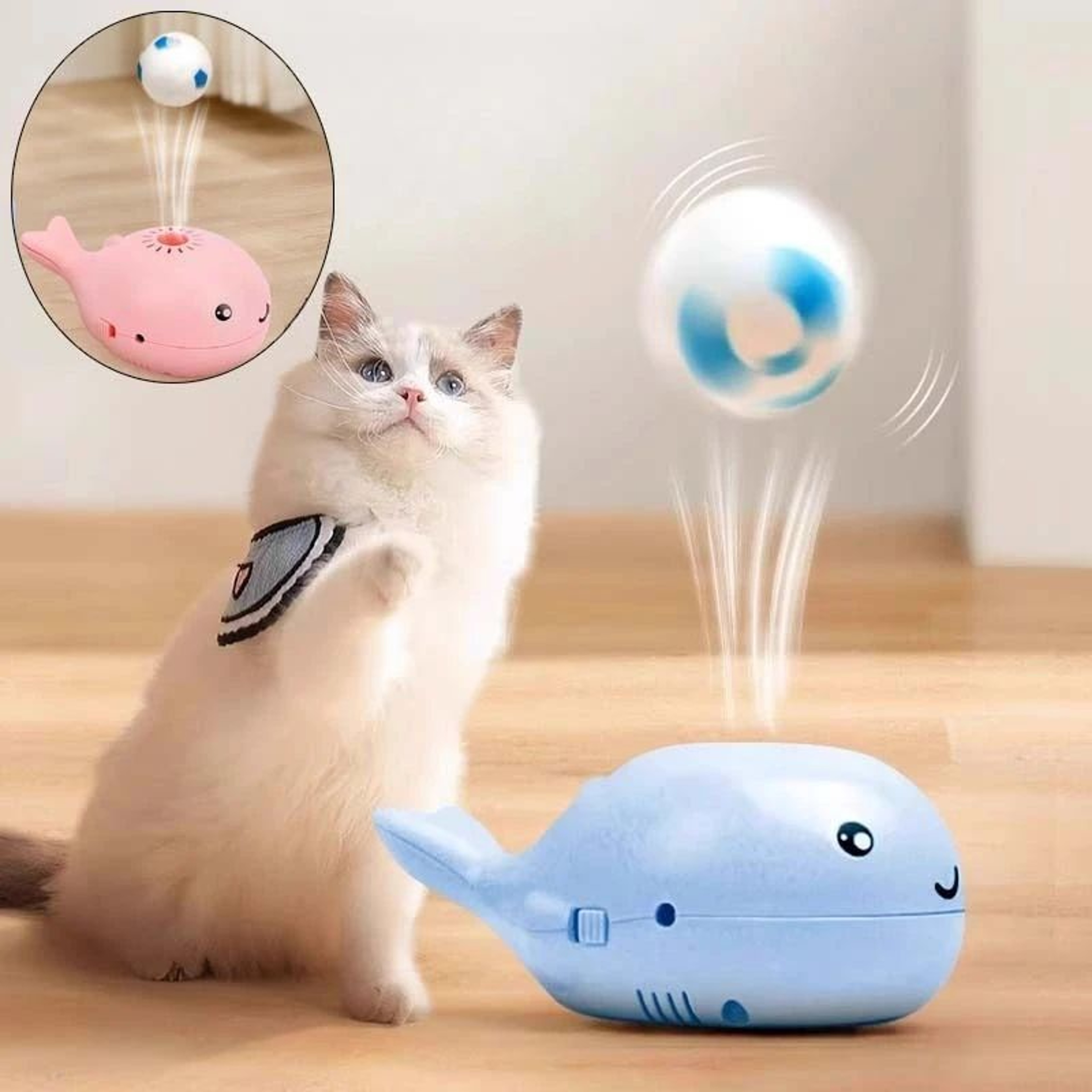 Interactive USB Rechargeable Whale Ball Cat Toy 0