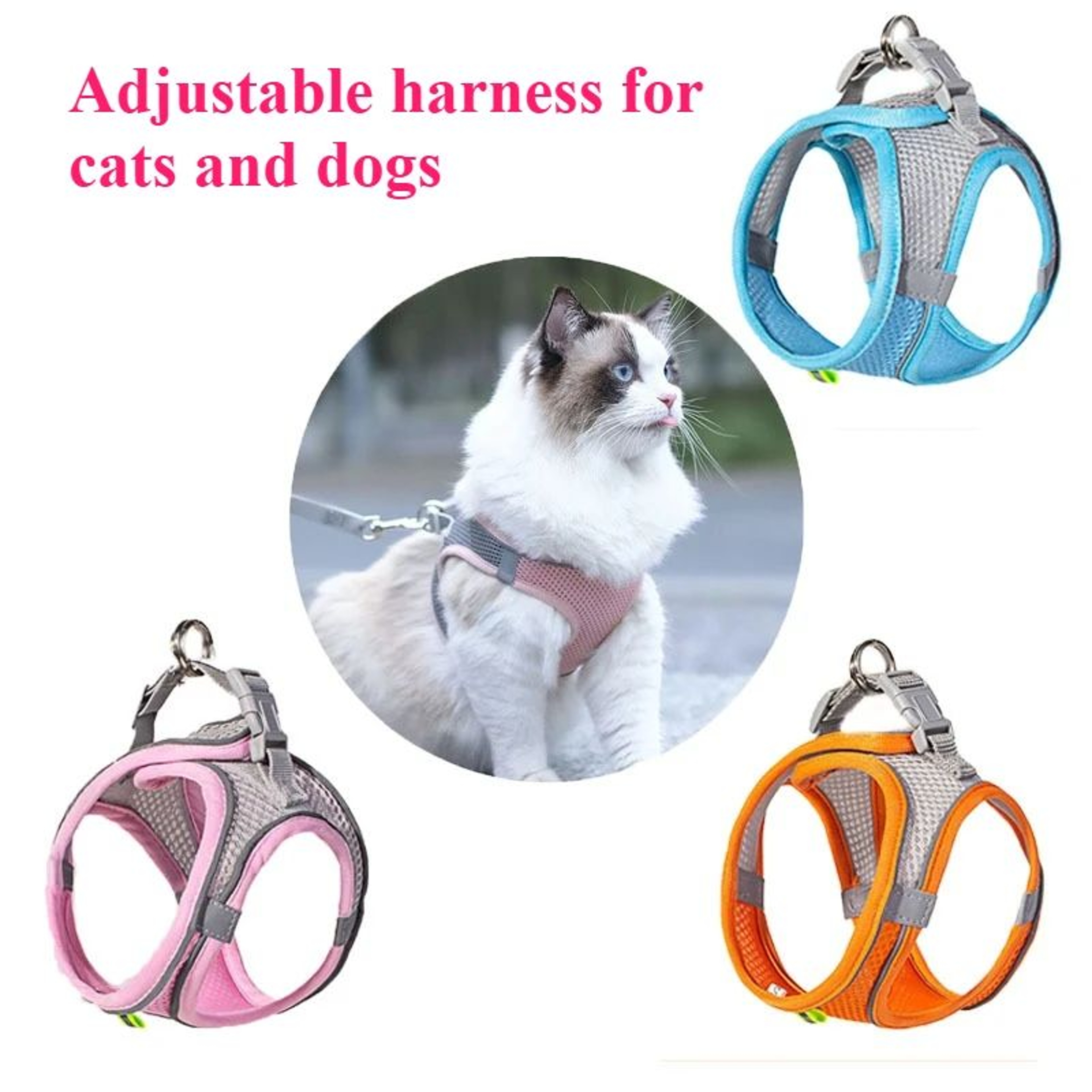 Reflective Pet Harness  Leash Set For Cats And Small Dogs 0