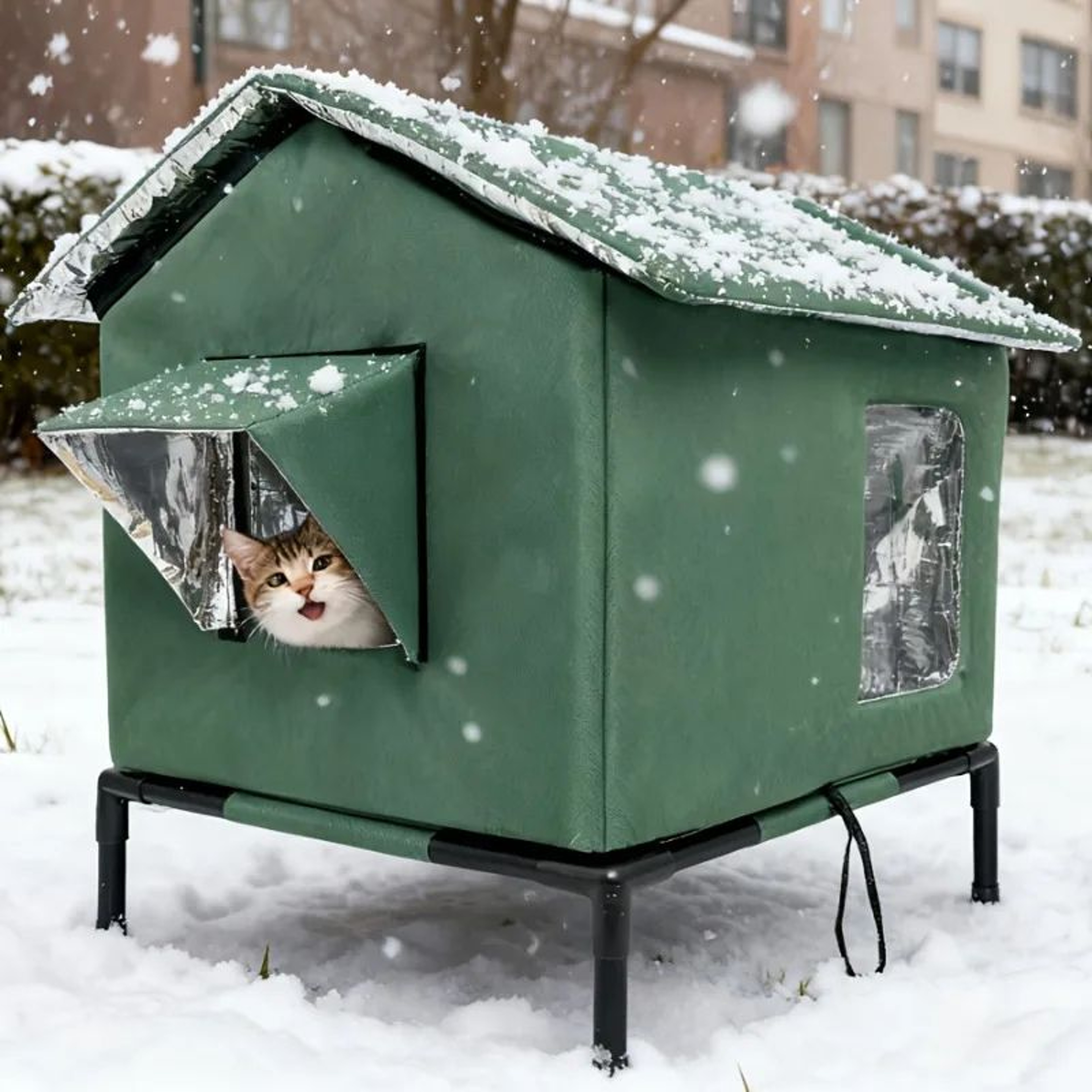 Warm Haven Outdoor Cat Shelter 8