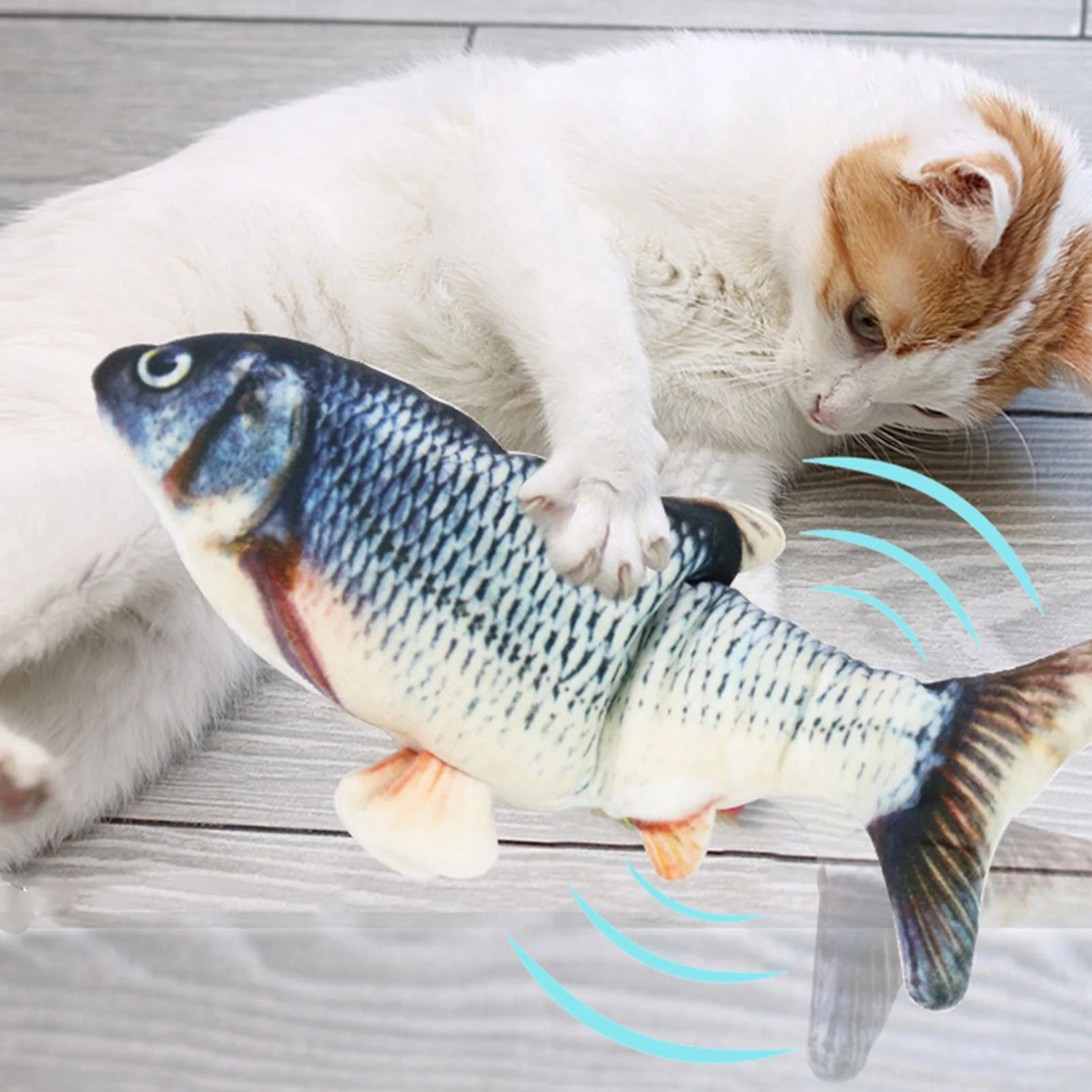 FlopNPlay Interactive Moving Fish Toy USB Rechargeable Cat Toy 0