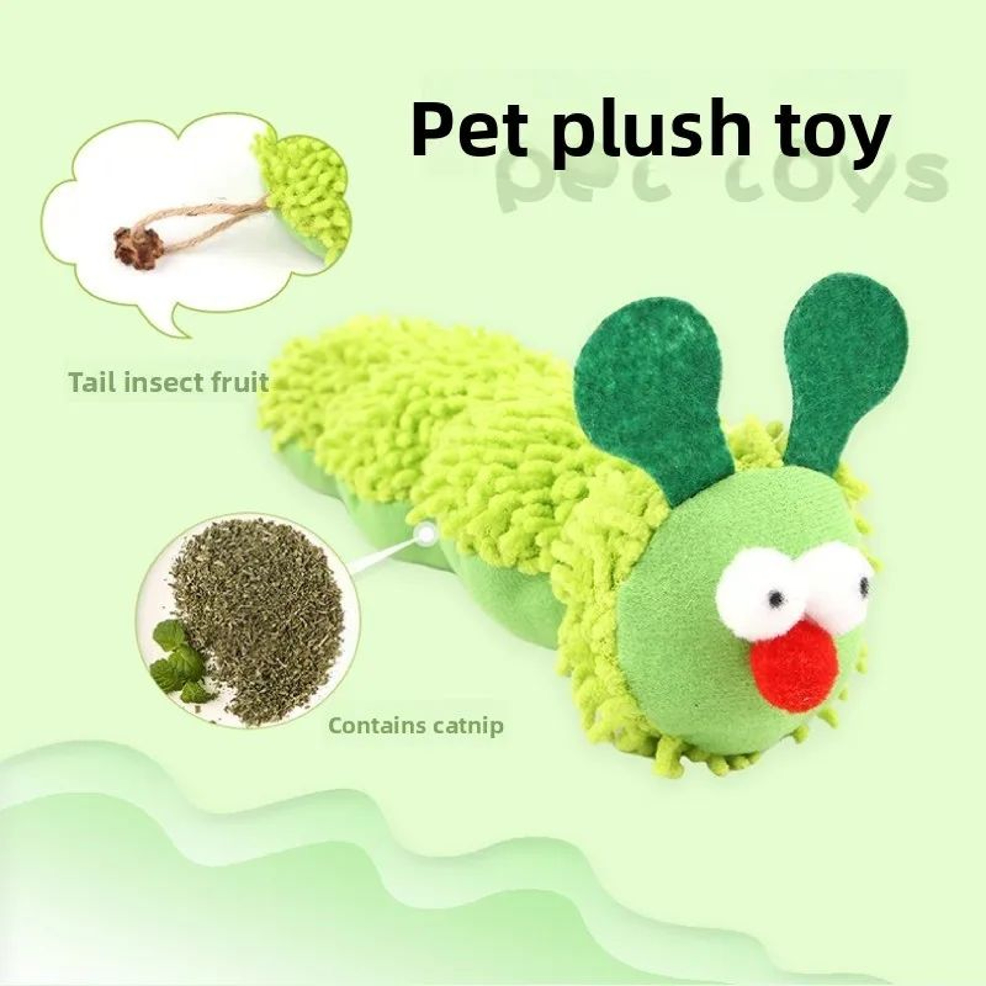 CaterPurr Catnip Caterpillar Plush Toy For Teeth Cleaning 2