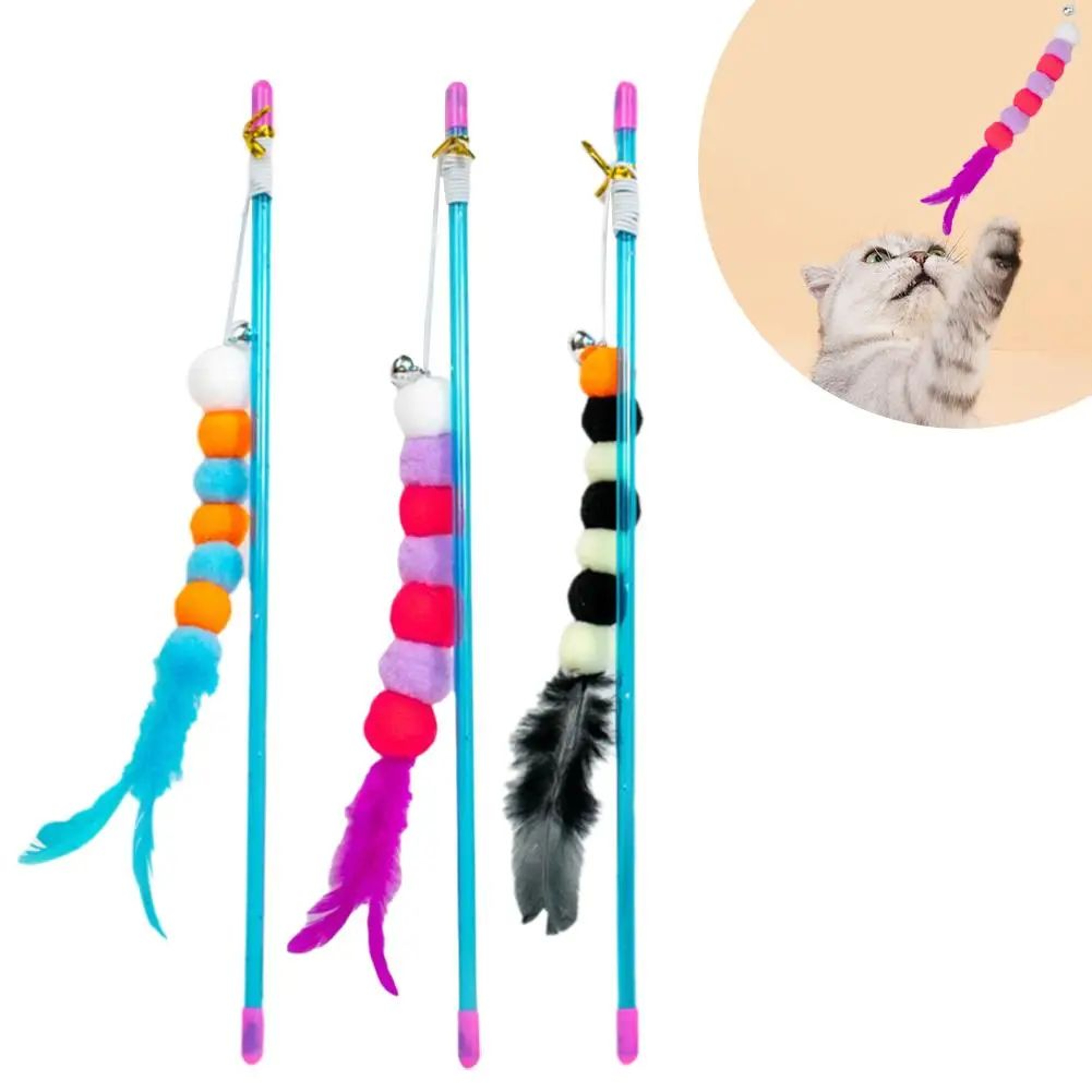 Interactive Caterpillar Cat Teaser Wand Toy With Elastic Rope 3