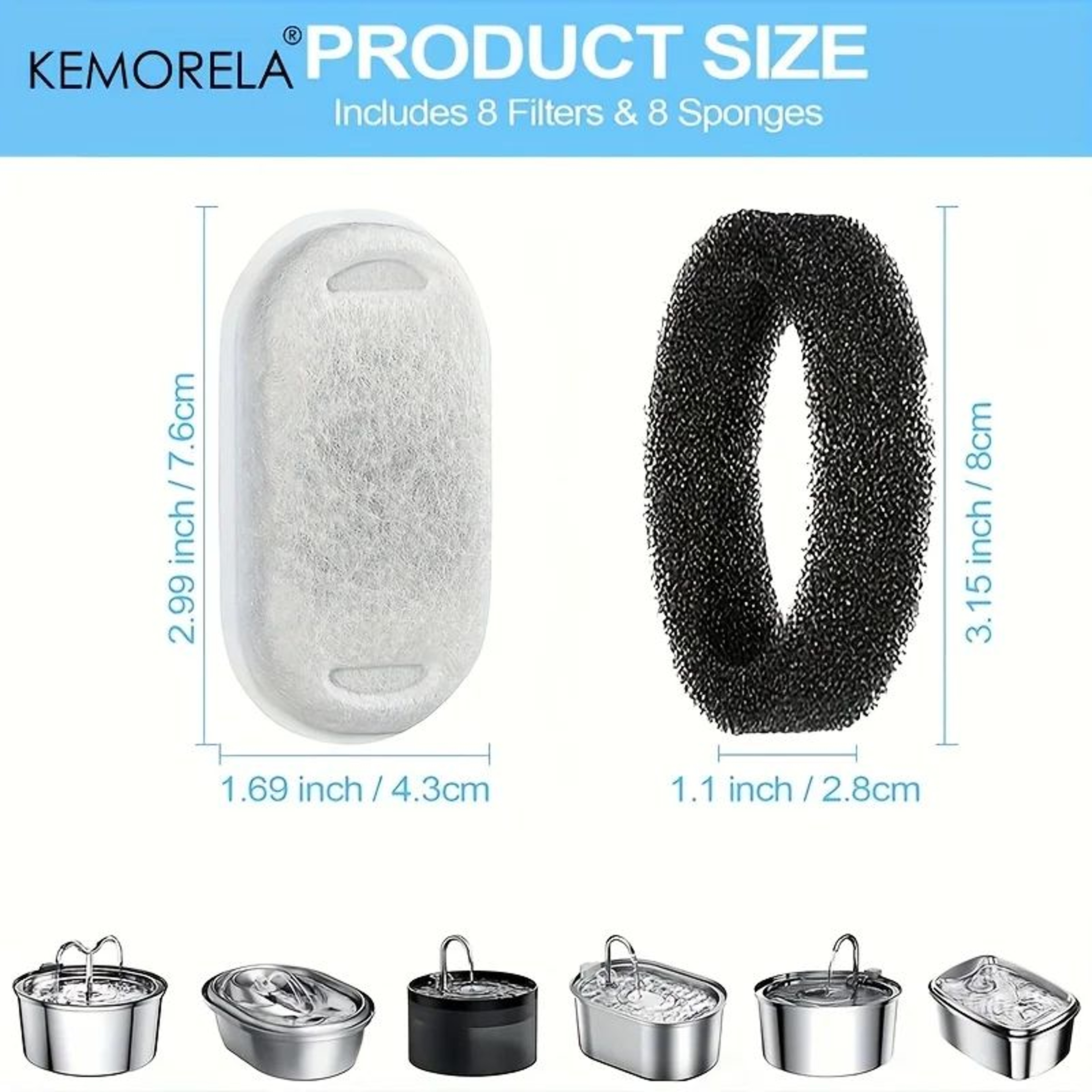 PureFlow Cat Water Fountain Filter Replacement Set 5
