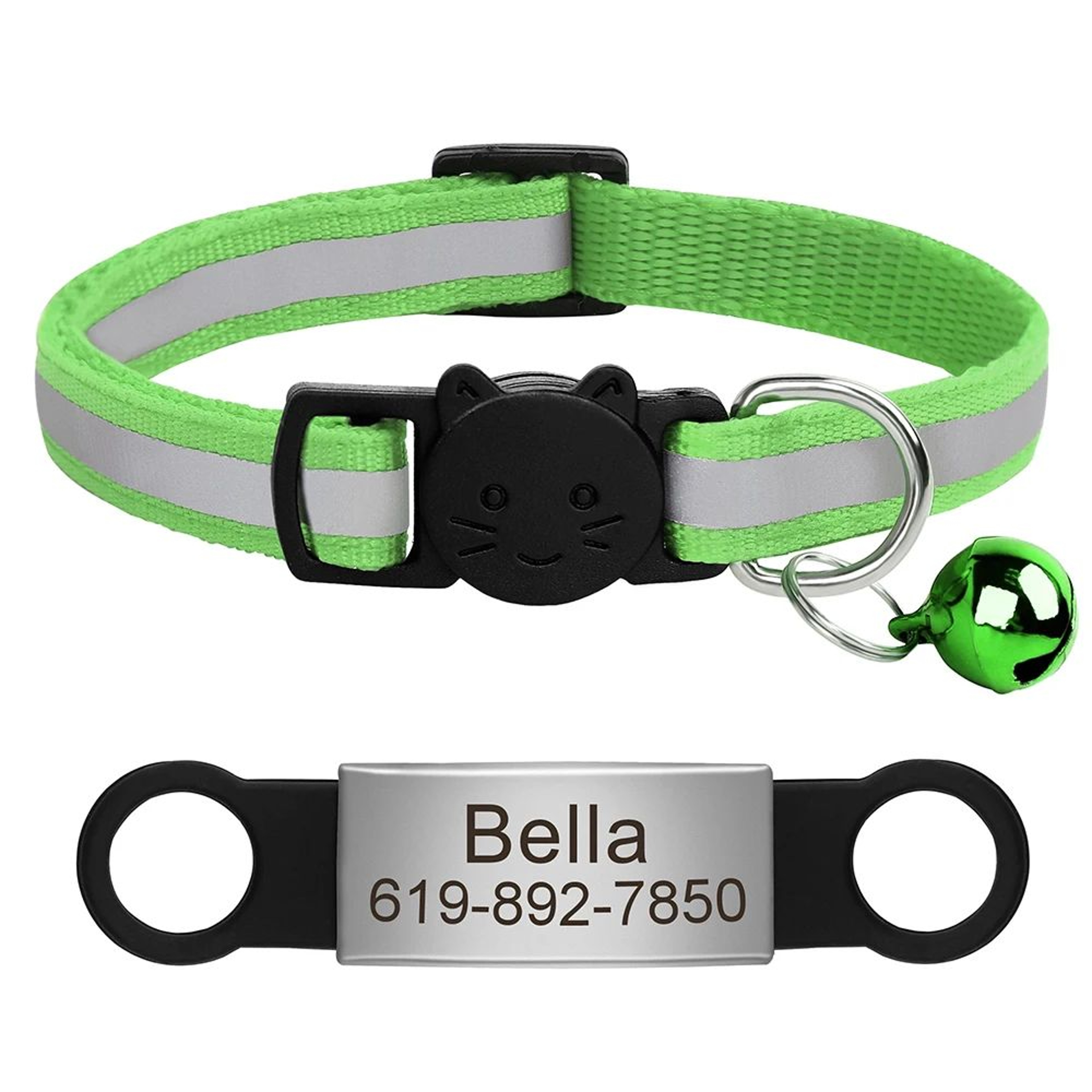 SafeTag Personalized Reflective Cat Collar With Engraved Nameplate 16