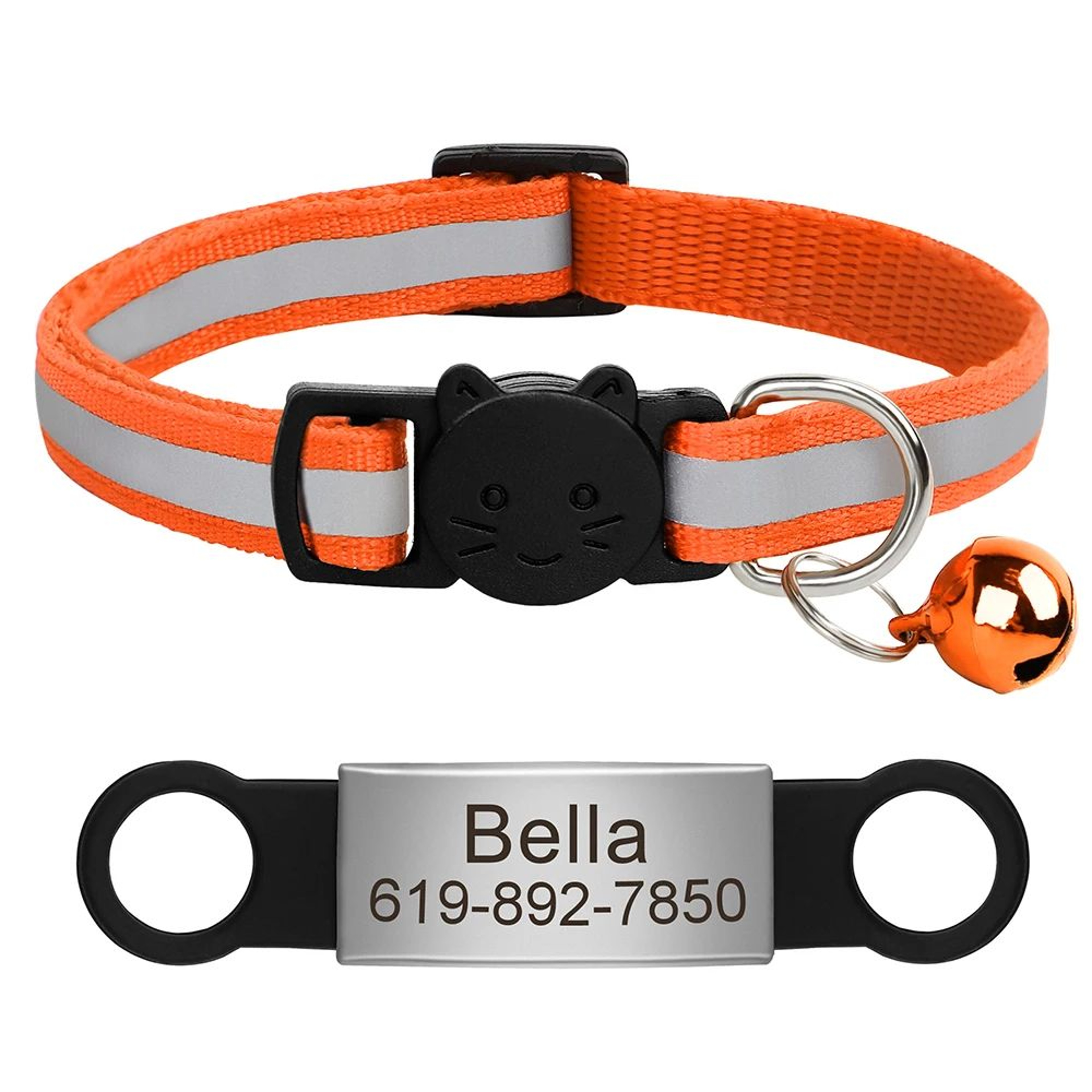 SafeTag Personalized Reflective Cat Collar With Engraved Nameplate 18