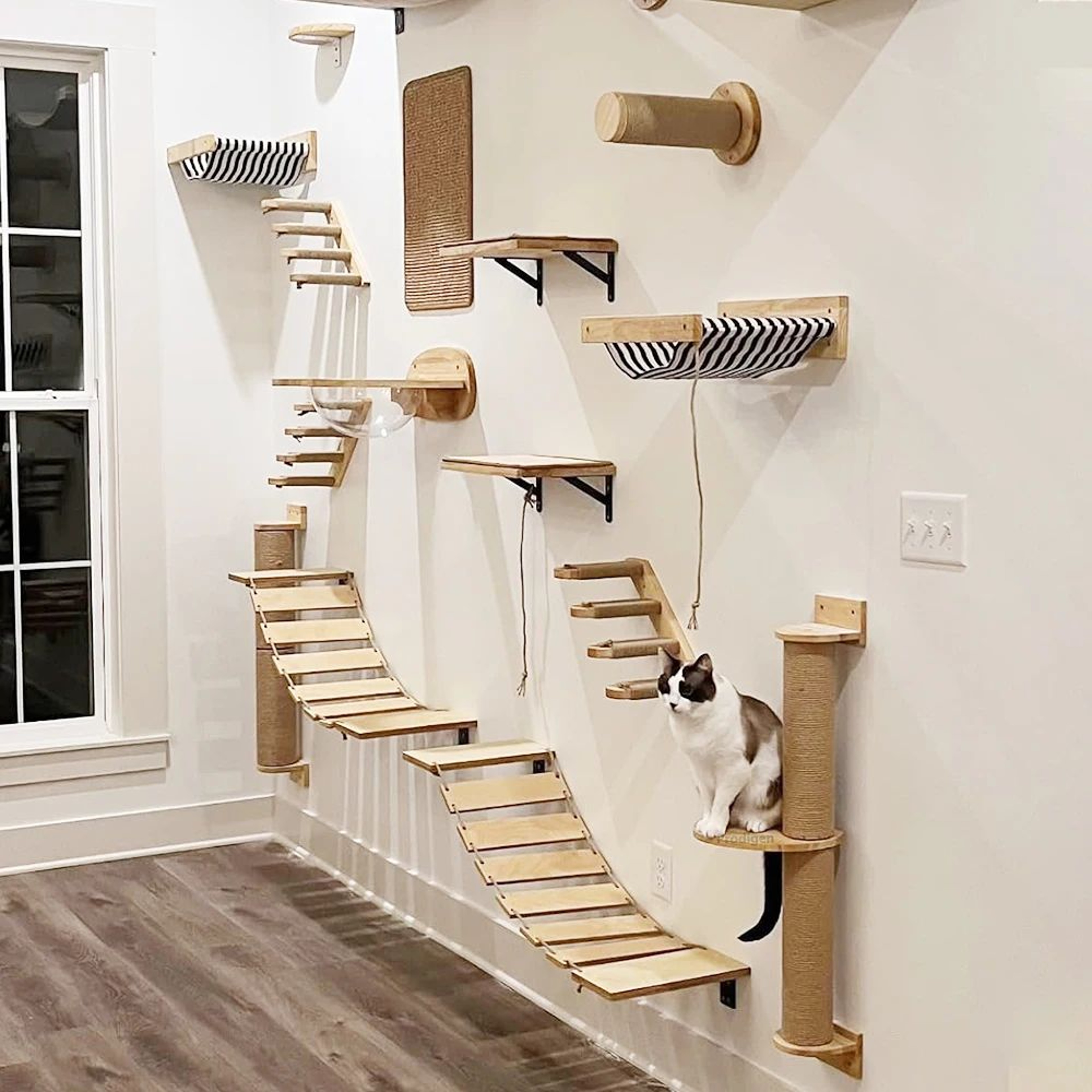 SkyClimb Wall Mounted Cat Shelf And Climbing System 4